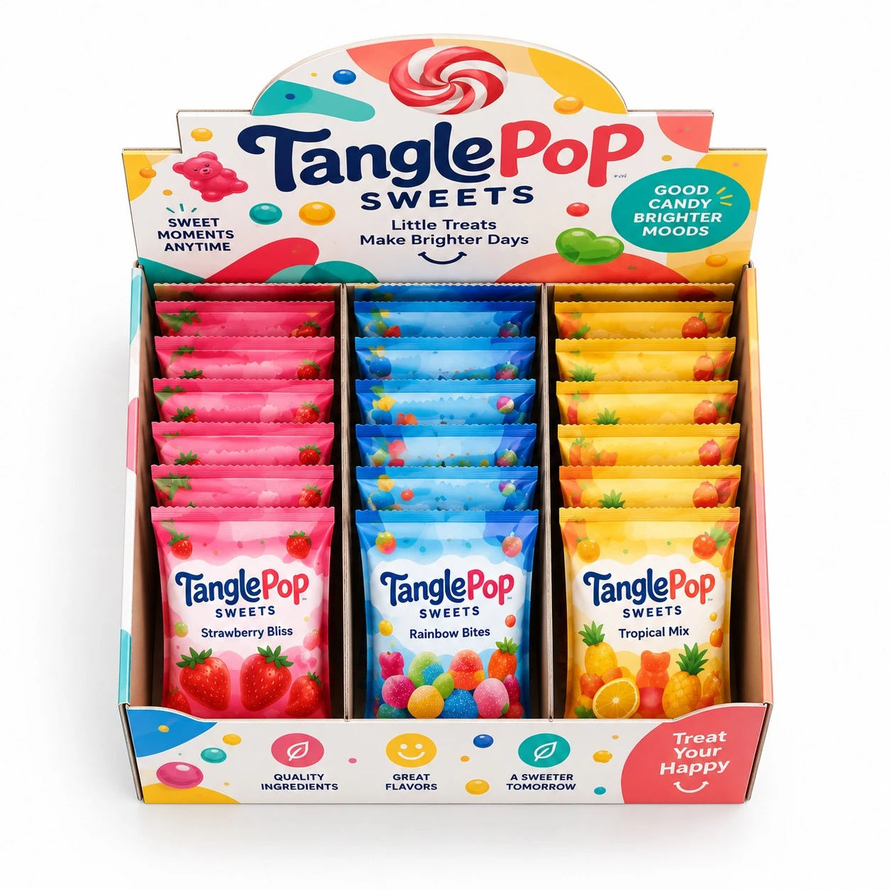 custom candy display box top down view
