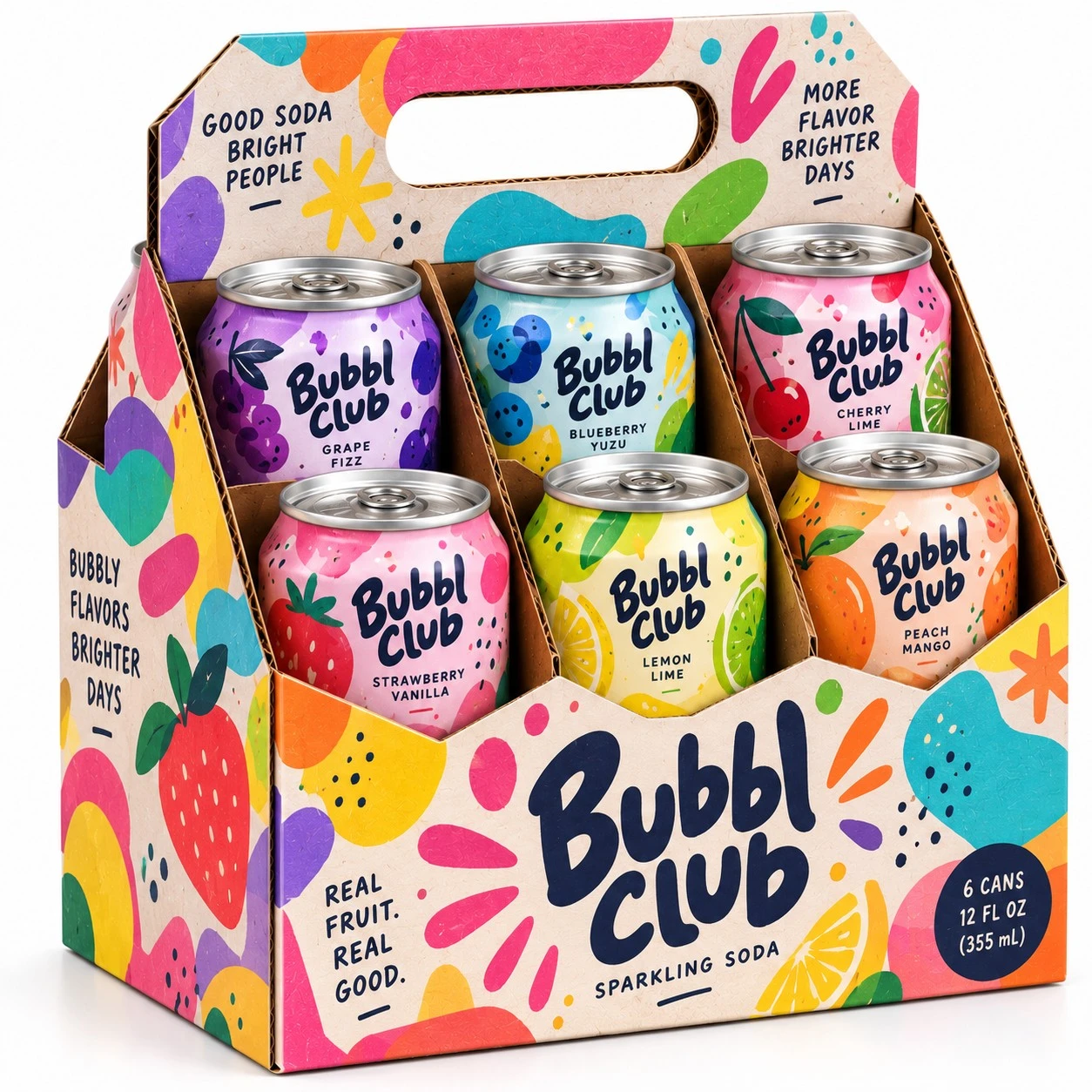 custom cardboard can carrier bubbl club colorful six pack.webp