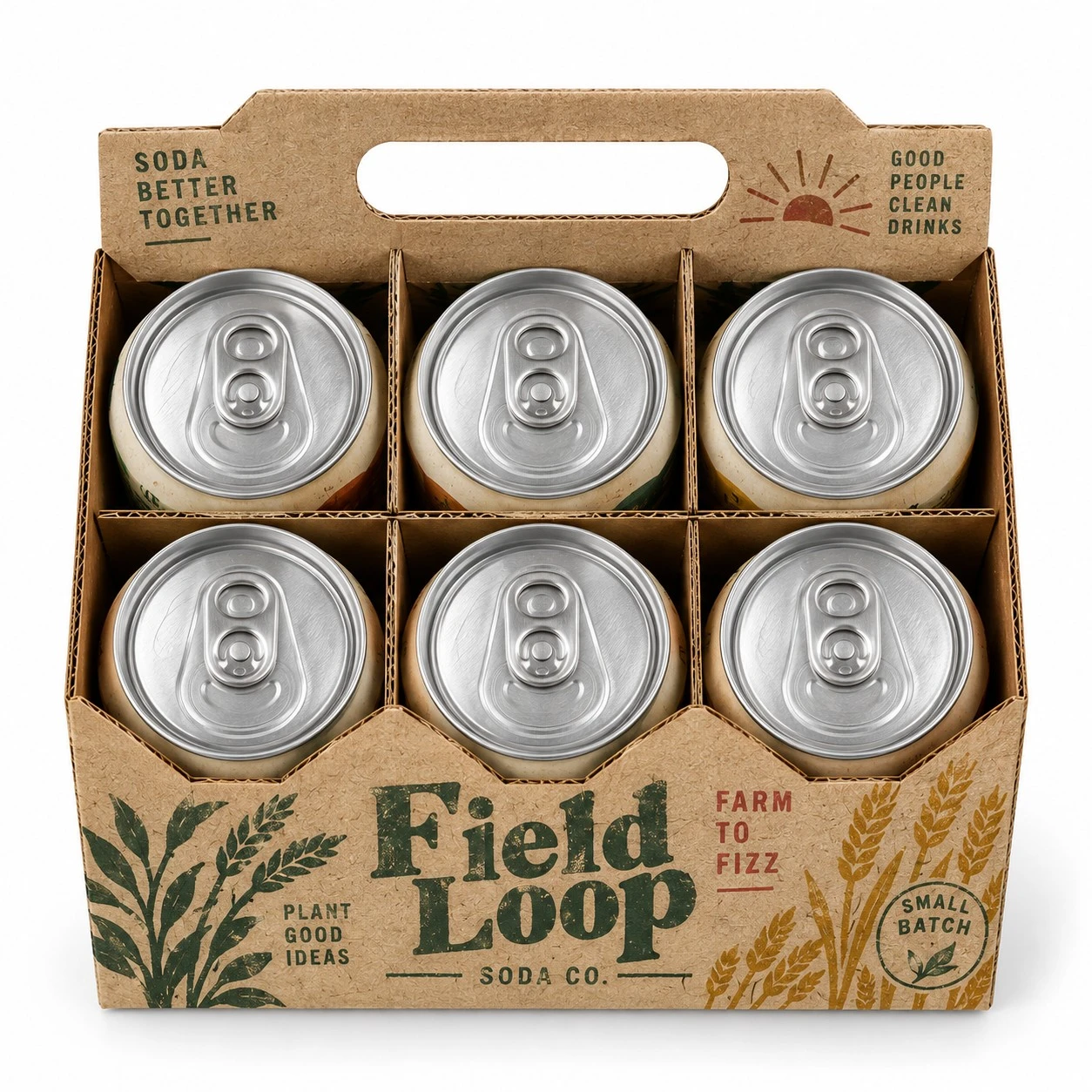custom cardboard can carrier field loop kraft top view.webp