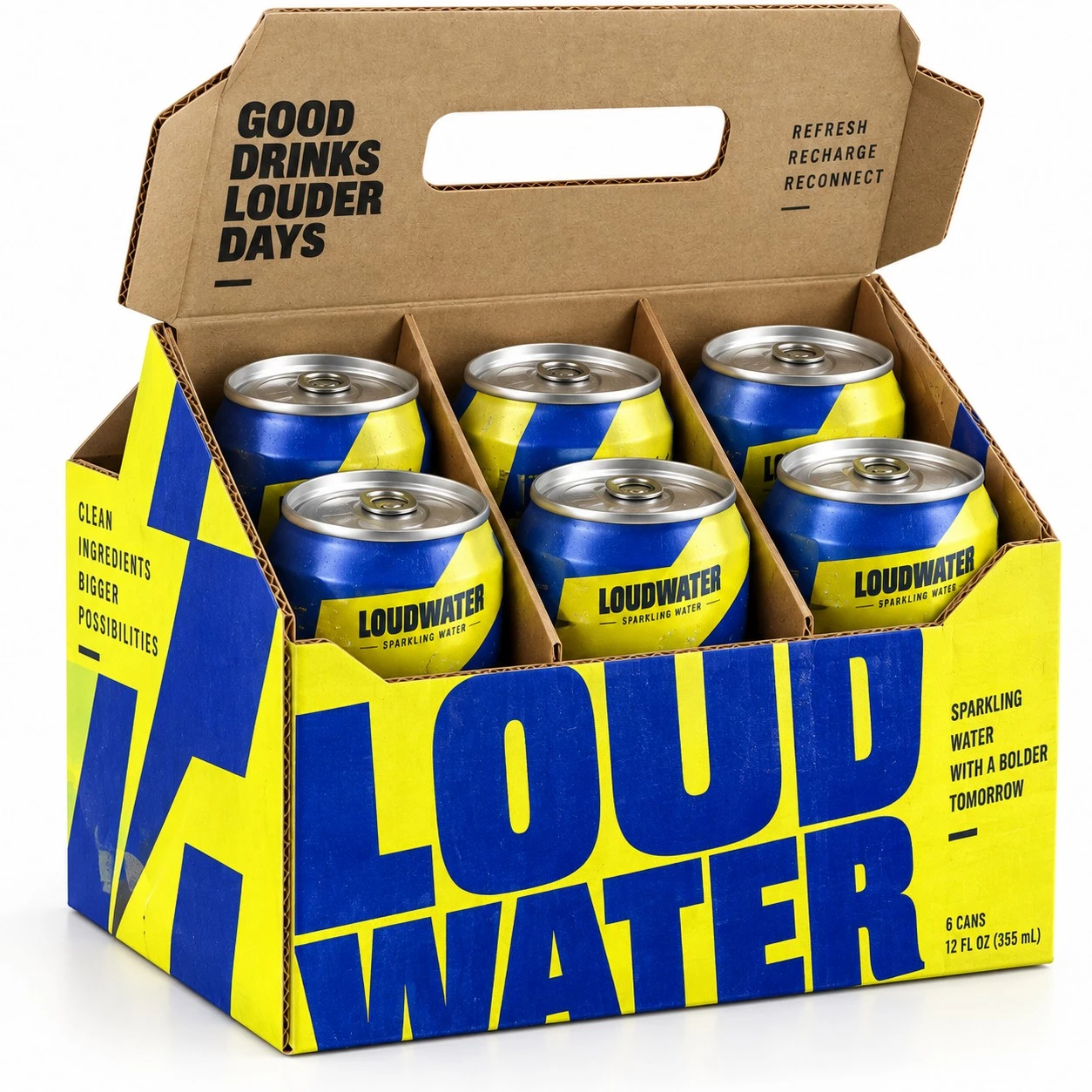 custom cardboard can carrier loudwater open six pack.webp