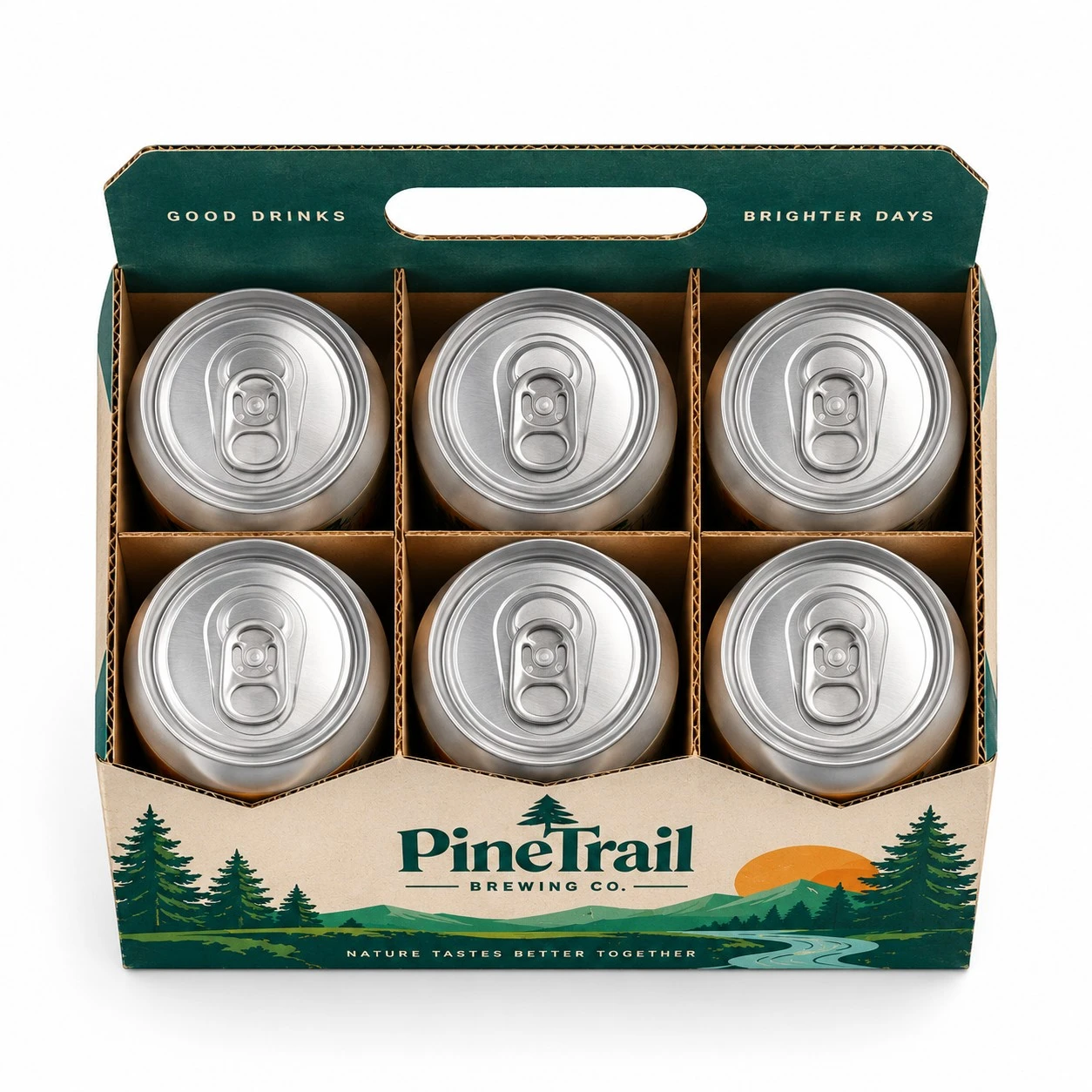 custom cardboard can carrier top down six pack.webp