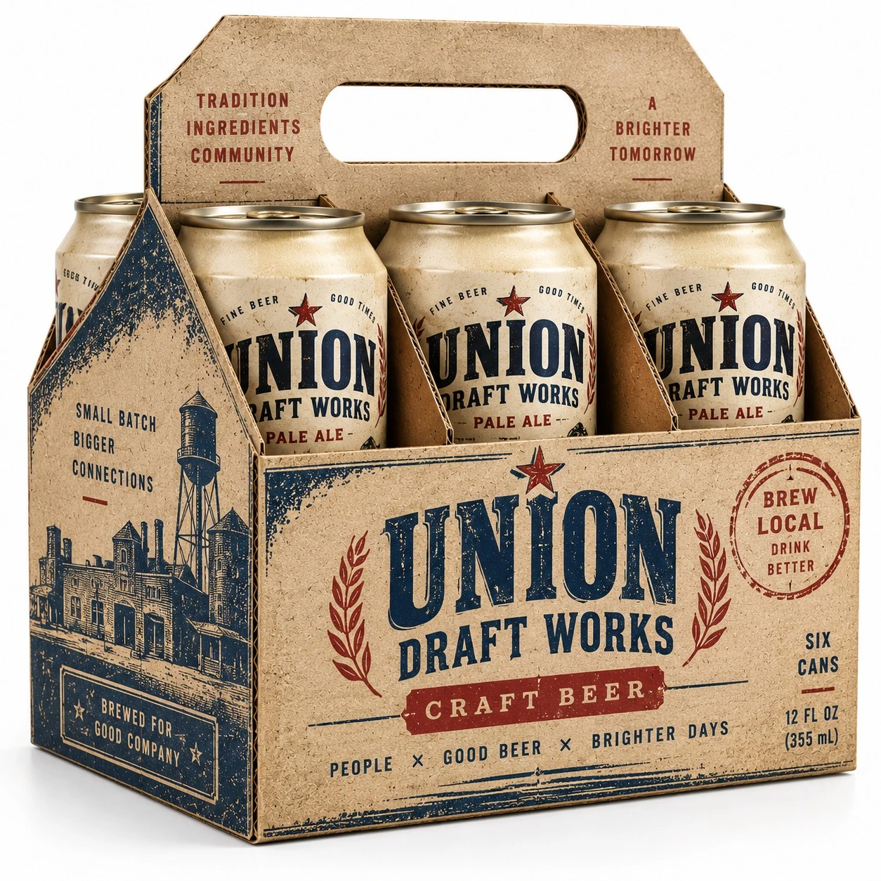custom cardboard can carrier union draft vintage six pack.webp