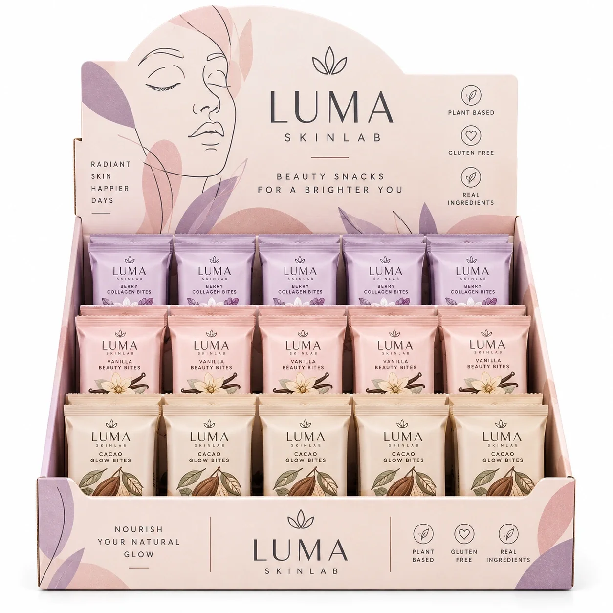 custom cardboard display boxes luma pastel tiered