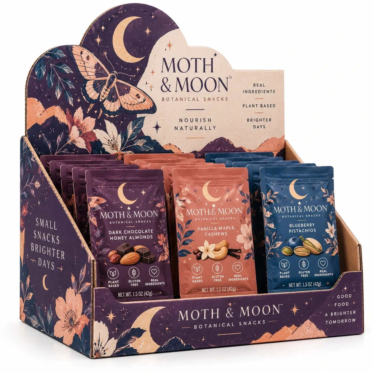 custom cardboard display boxes moth moon illustrated