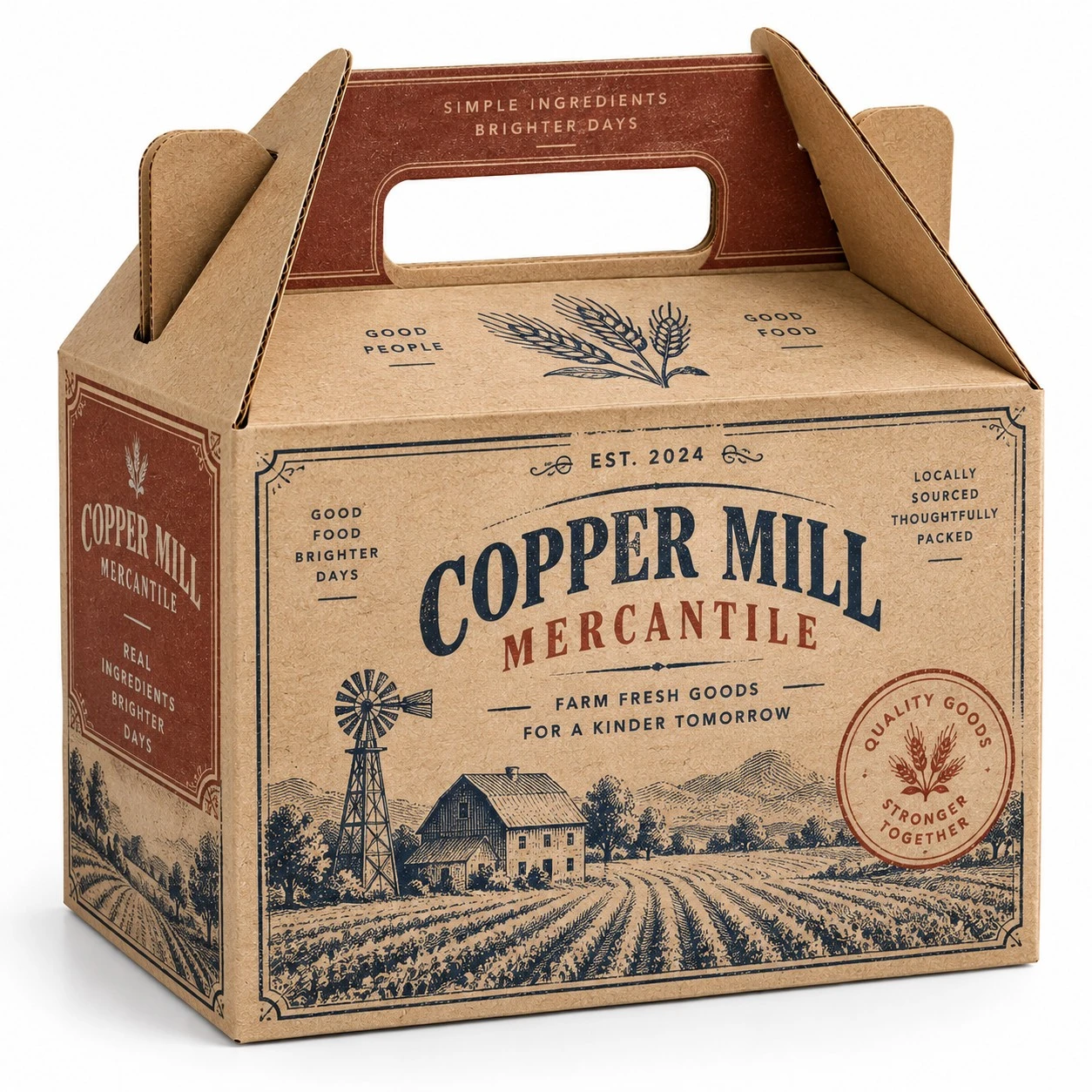 custom cardboard gable box copper mill vintage kraft.webp