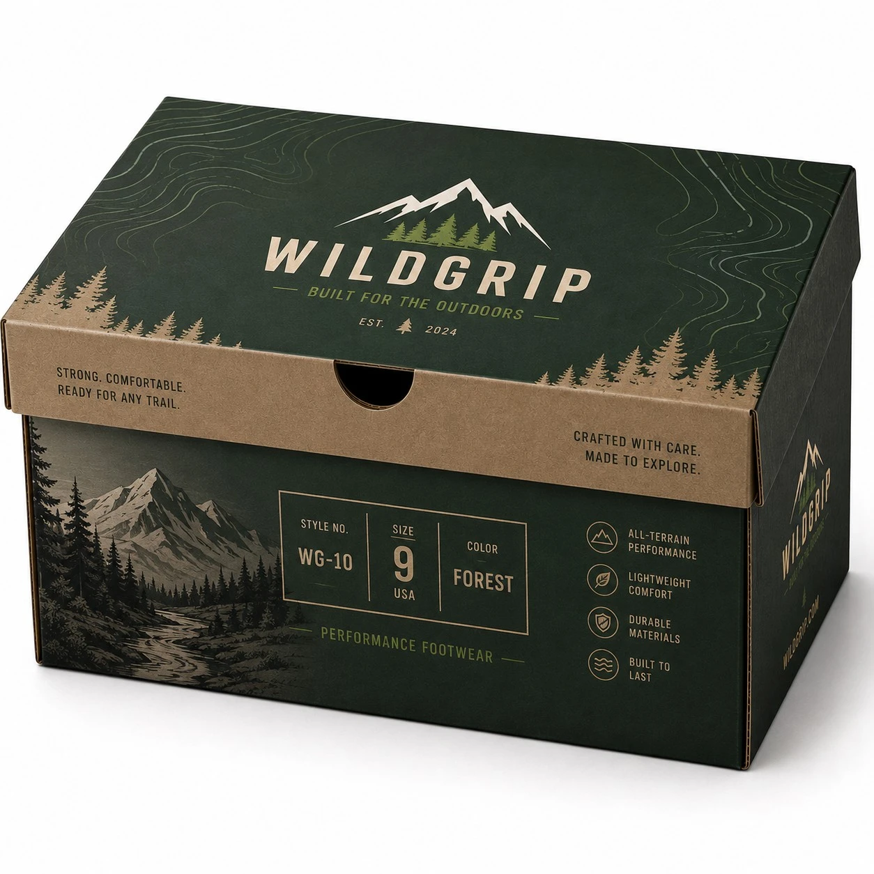 custom cardboard shoe box wildgrip outdoor design