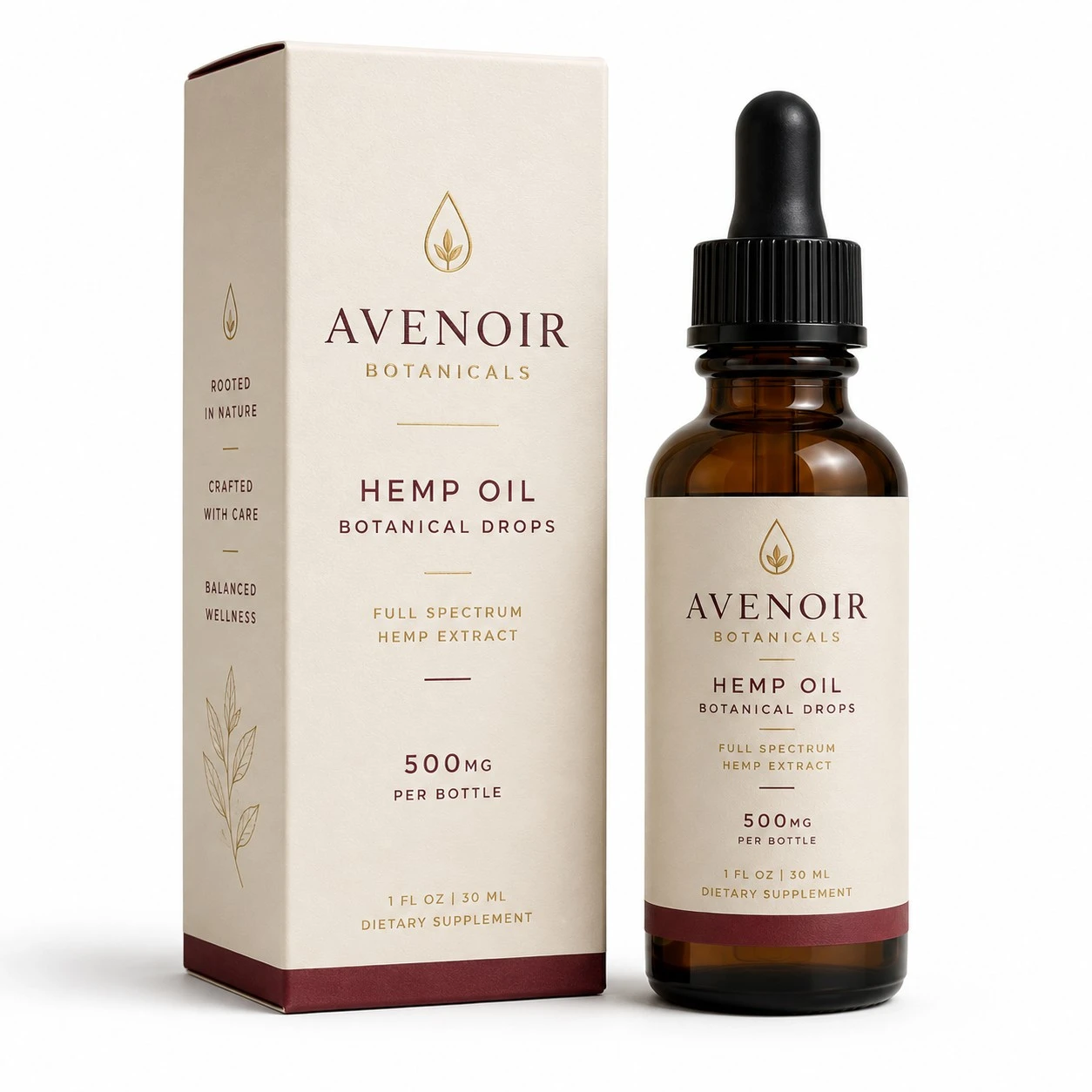 custom cbd hemp oil boxes avenoir ivory burgundy