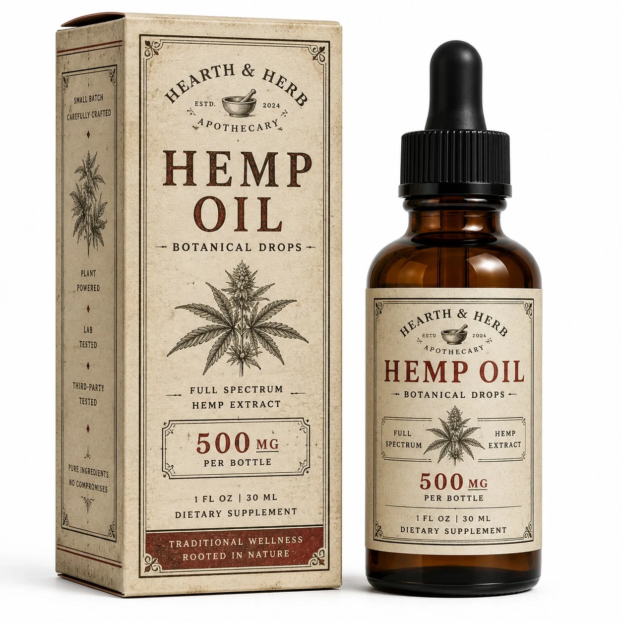 custom cbd hemp oil boxes hearth herb vintage