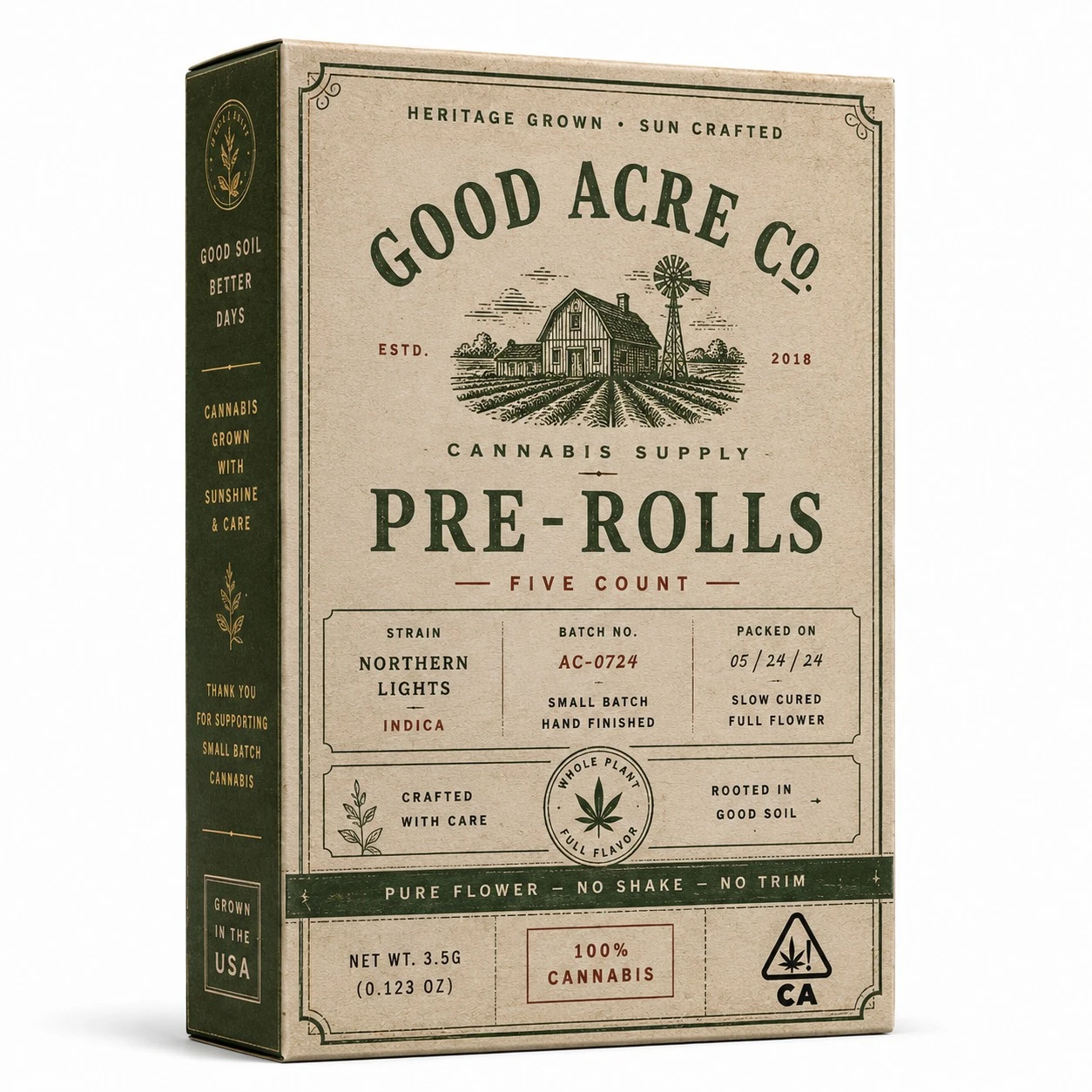 custom cbd pre roll packaging good acre letterpress