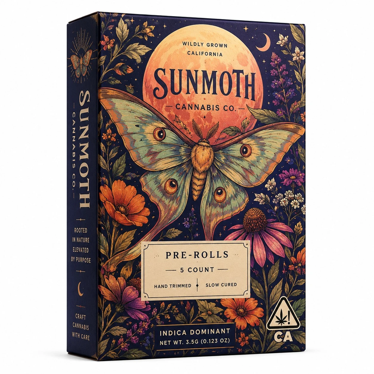 custom cbd pre roll packaging sunmoth illustrated box