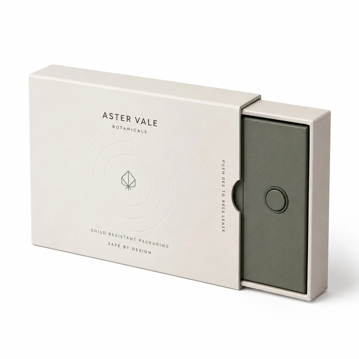 custom child resistant boxes cream sage minimal drawer
