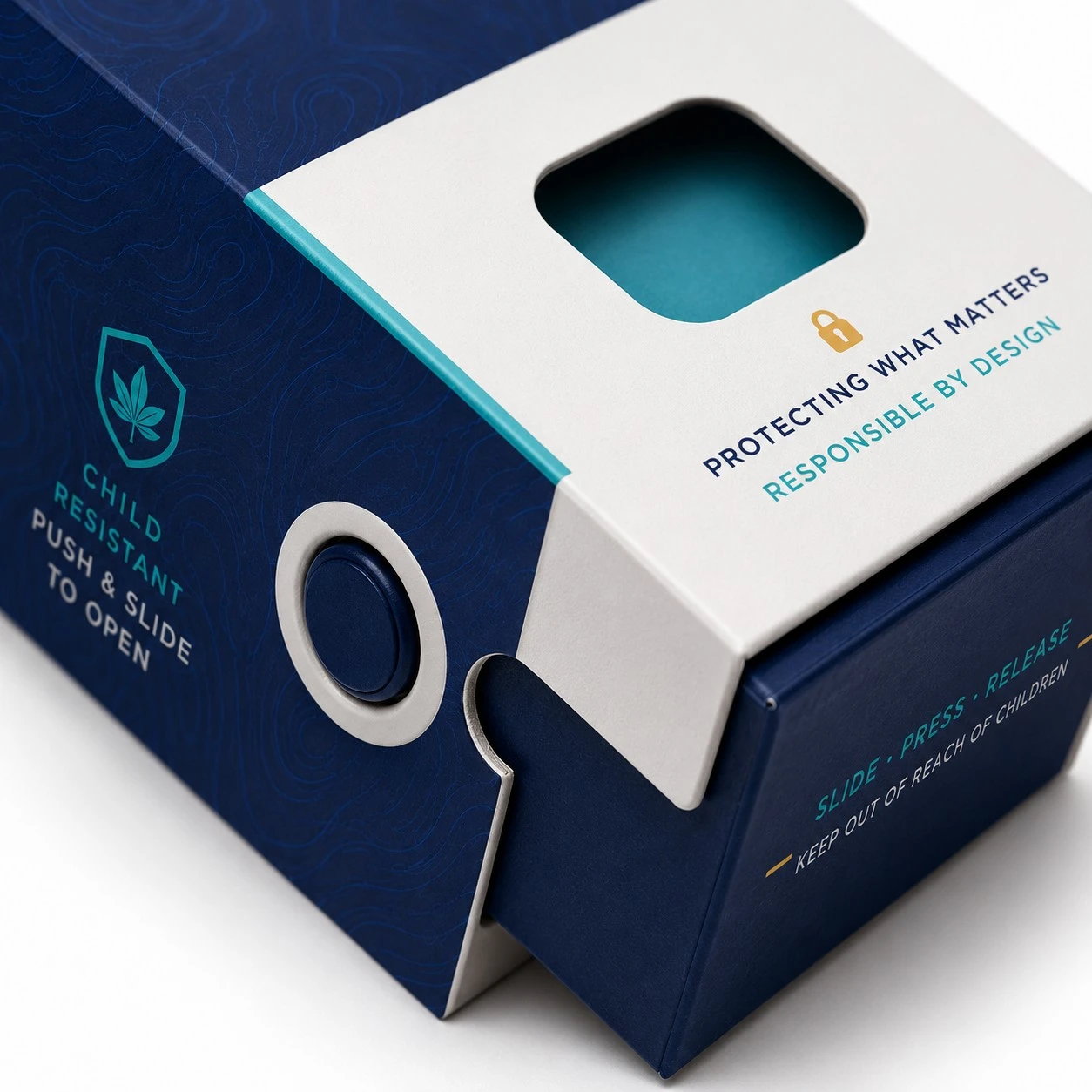 custom child resistant boxes lock detail