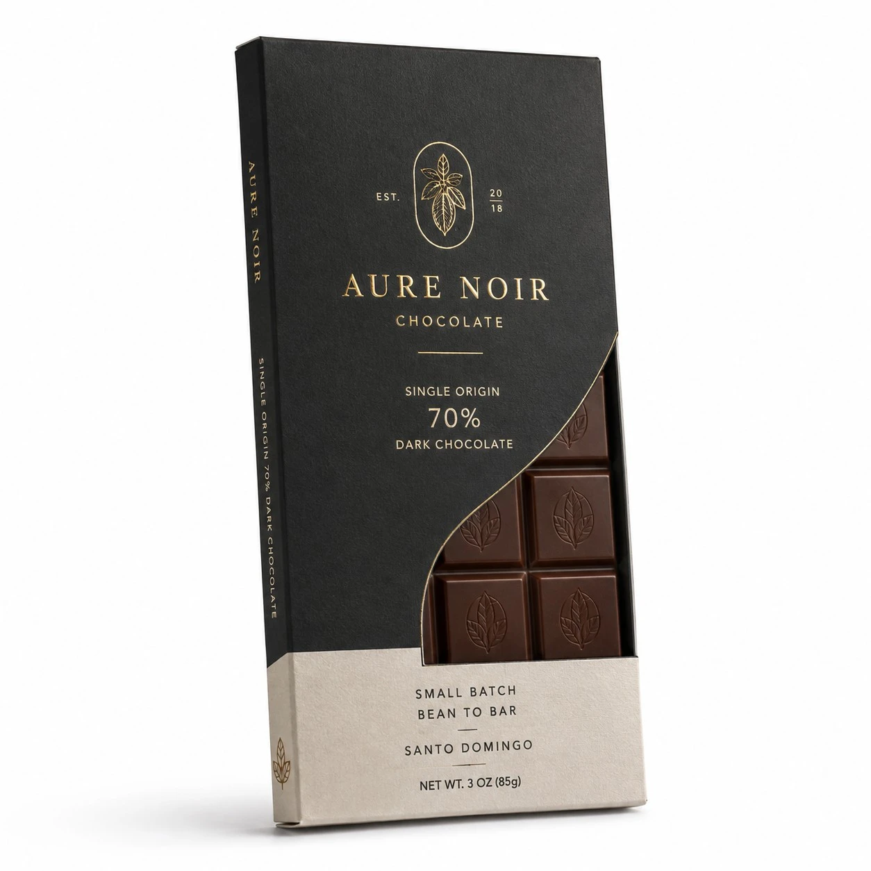 custom chocolate bar packaging aure noir luxury carton