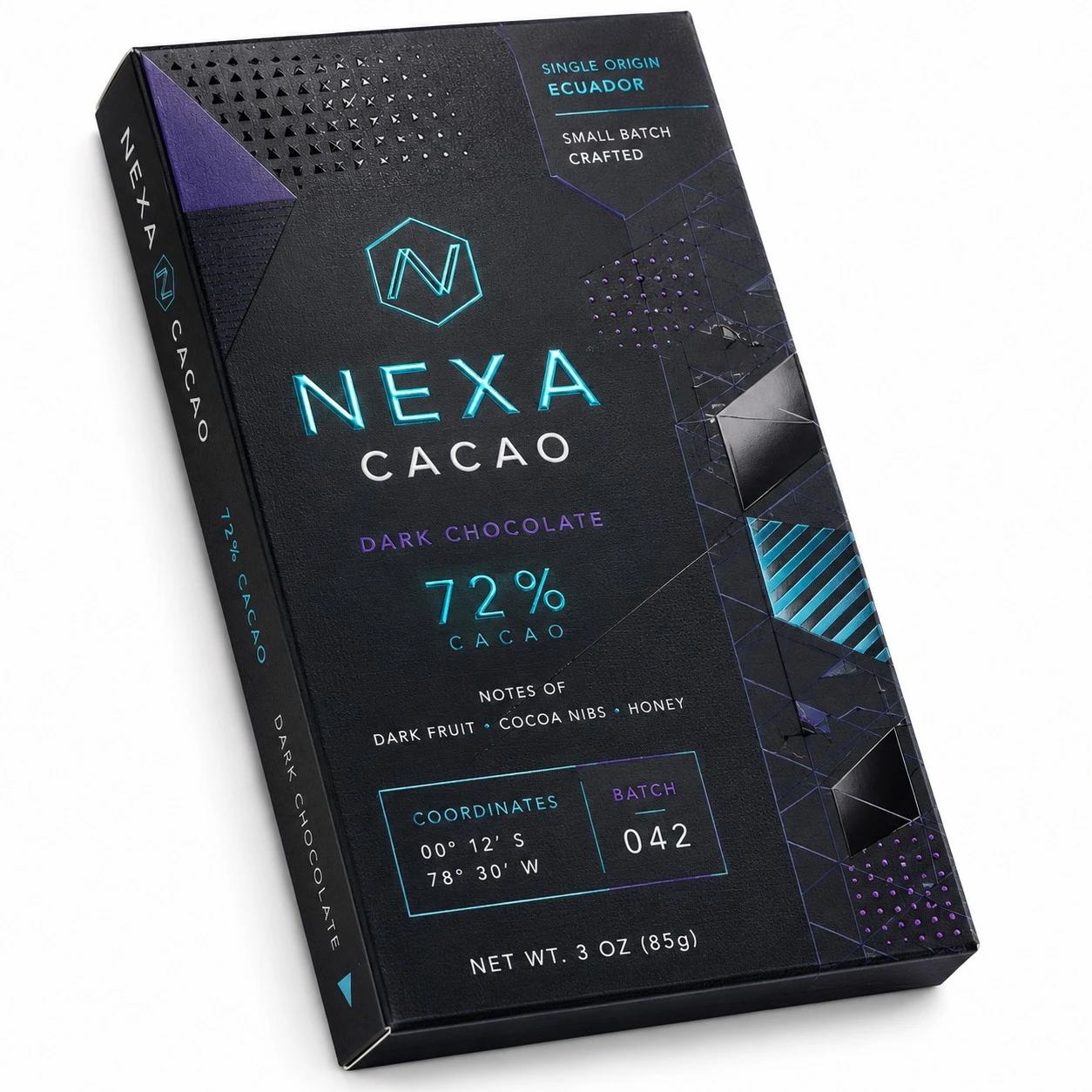 custom chocolate bar packaging geometric finish detail