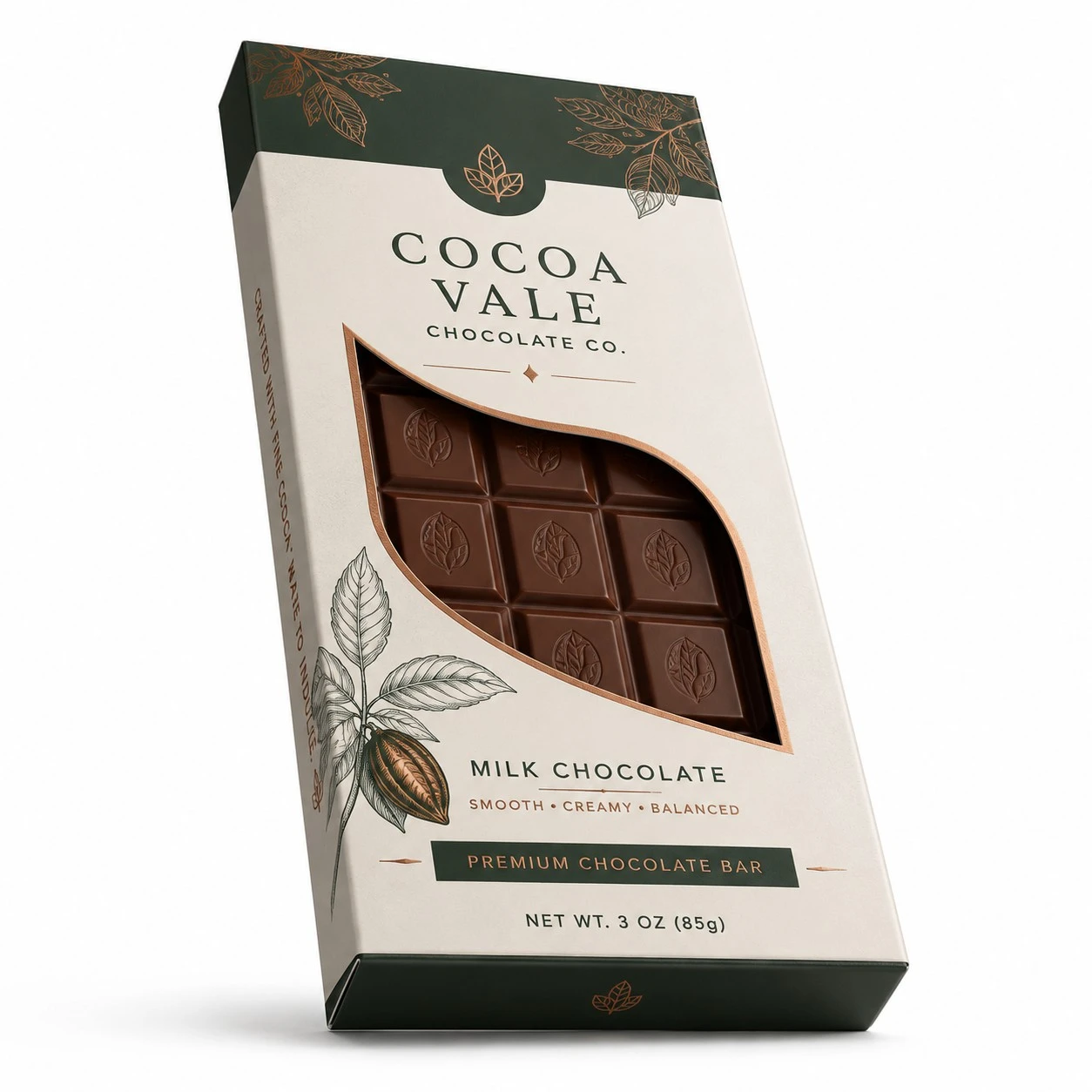 custom chocolate bar packaging low angle view