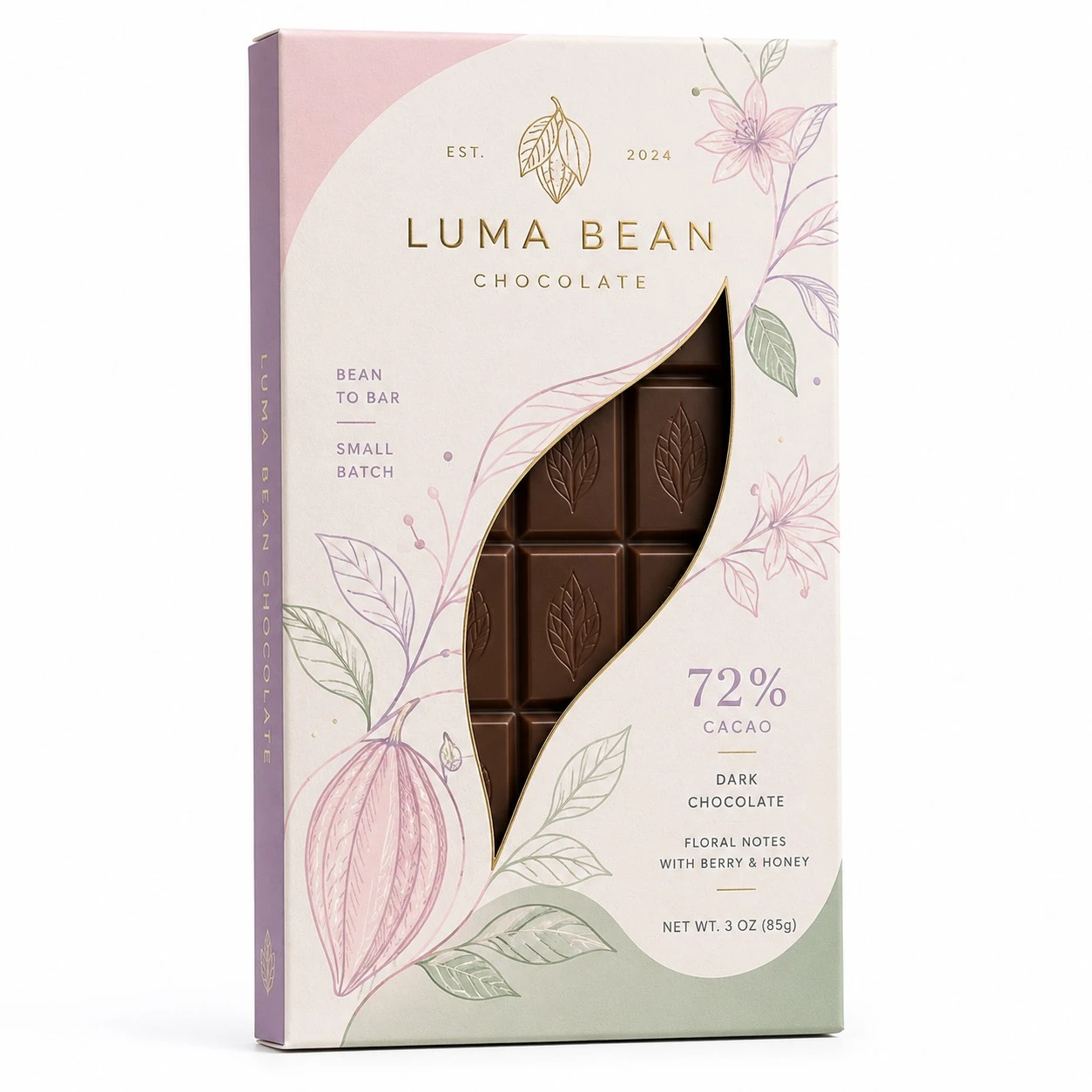 custom chocolate bar packaging pastel window carton