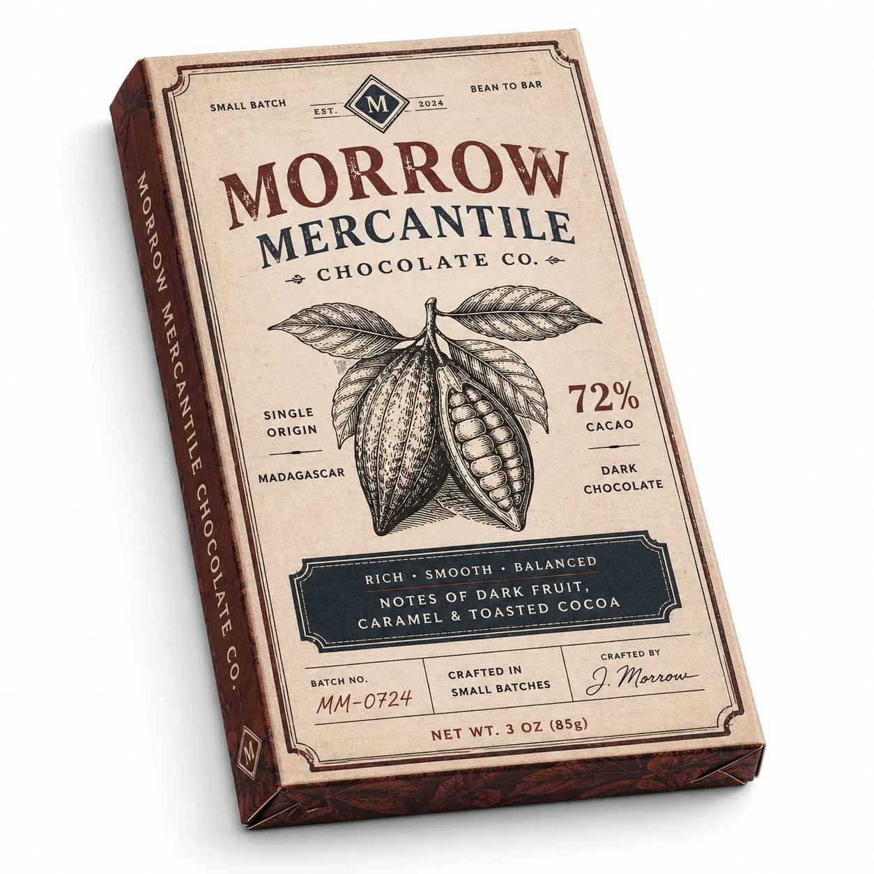 custom chocolate bar packaging vintage letterpress