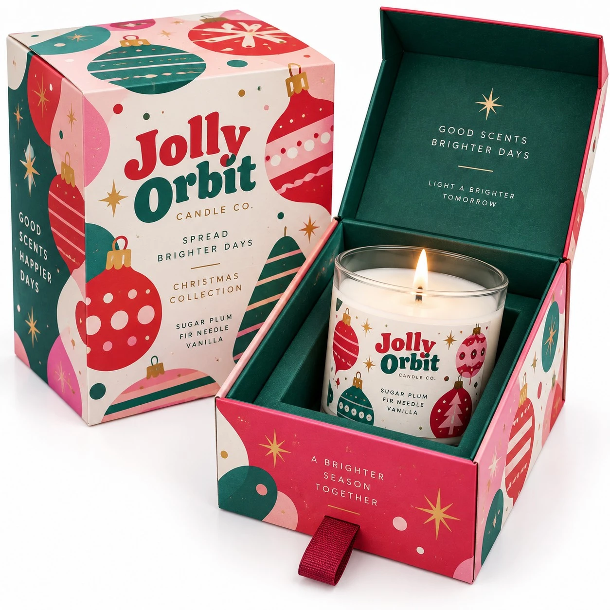 custom christmas candle boxes colorful drawer box