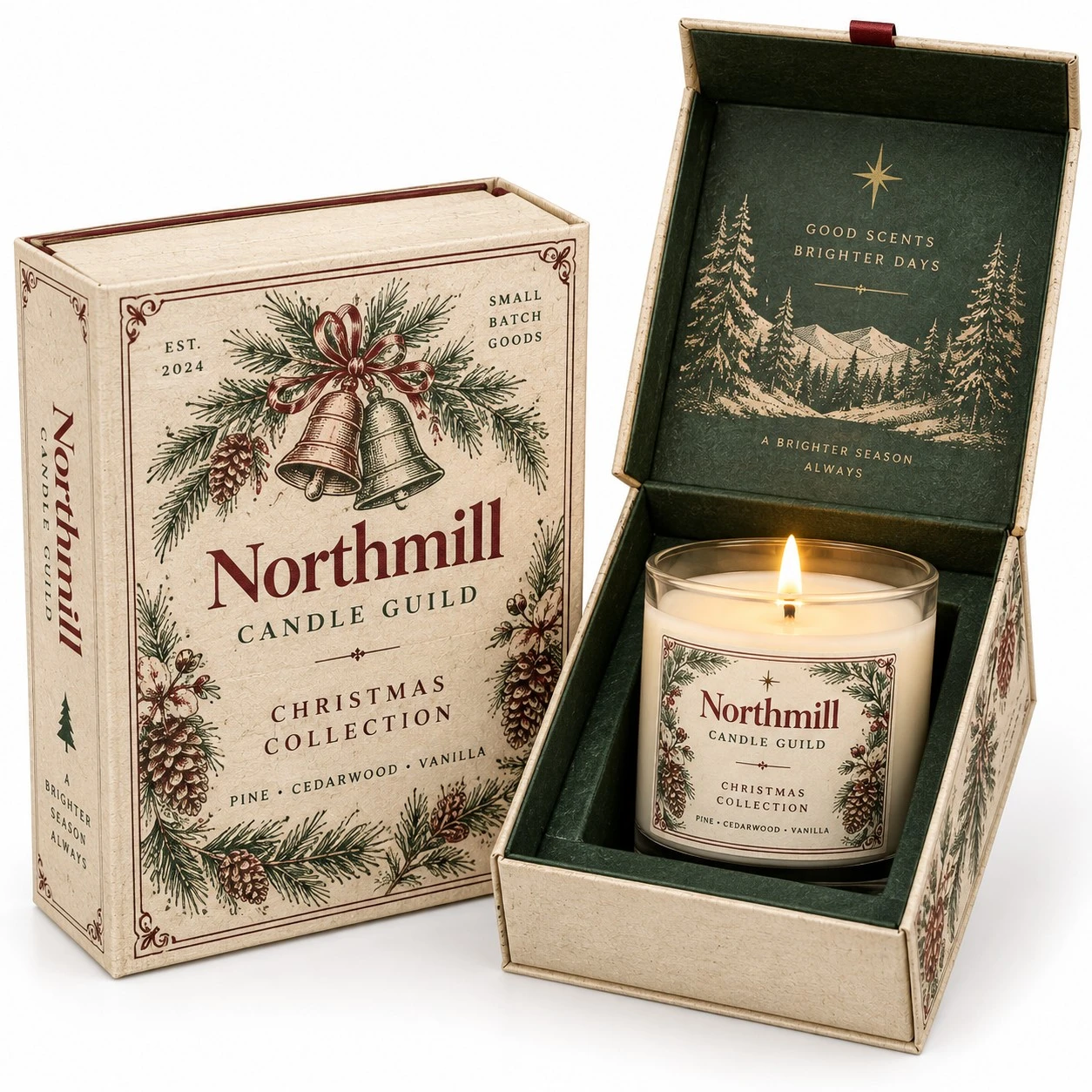 custom christmas candle boxes hinged gift box