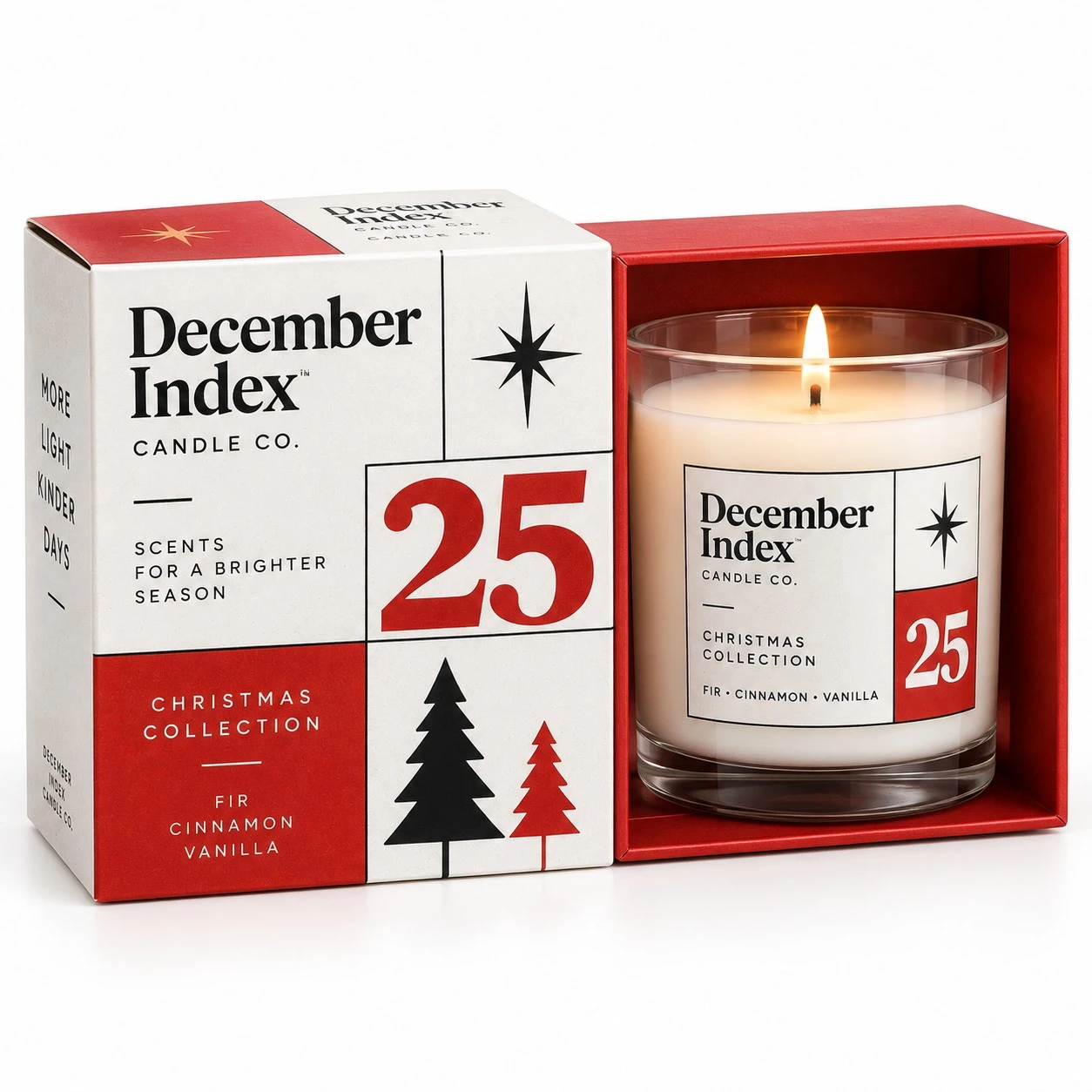 custom christmas candle boxes sleeve tray red white