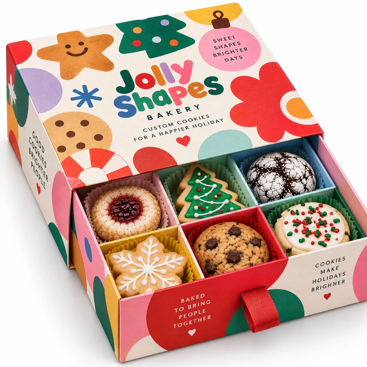 custom christmas cookie boxes colorful drawer box