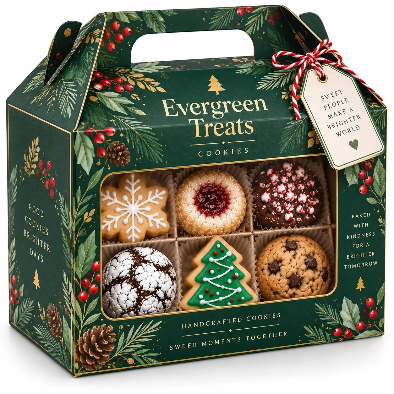 custom christmas cookie boxes green gable window box