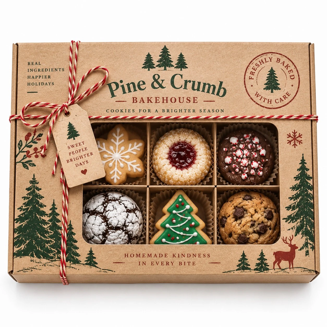 custom christmas cookie boxes kraft window divider box