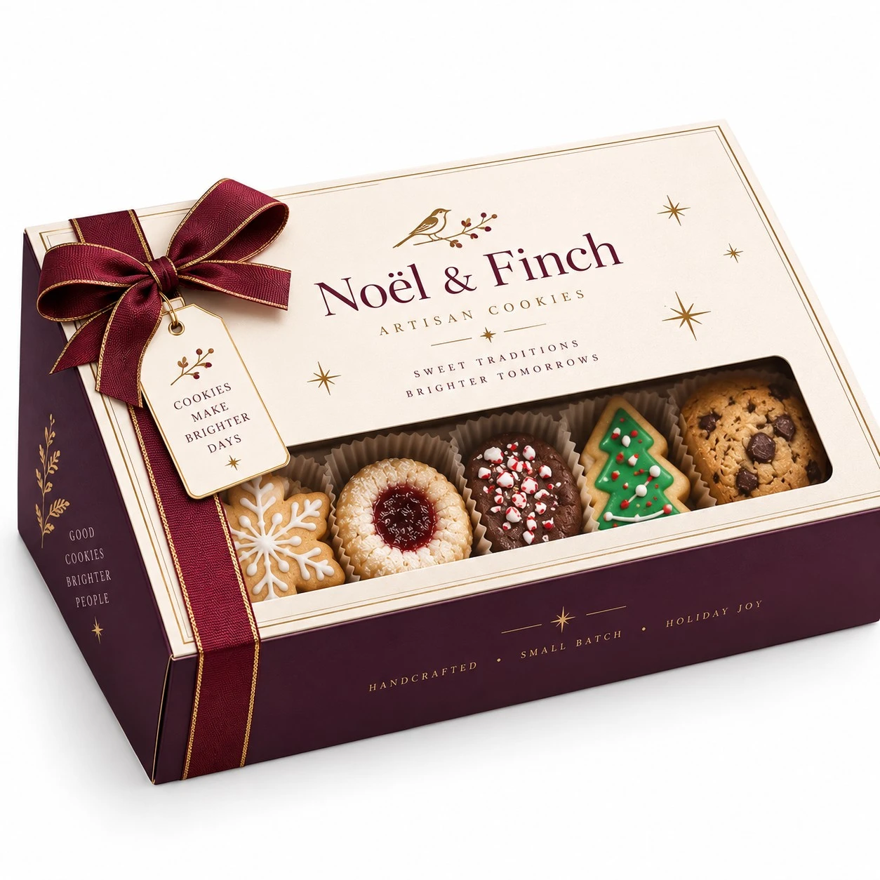 custom christmas cookie boxes luxury plum window box