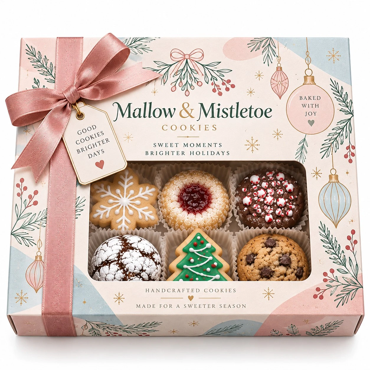 custom christmas cookie boxes pastel window gift box