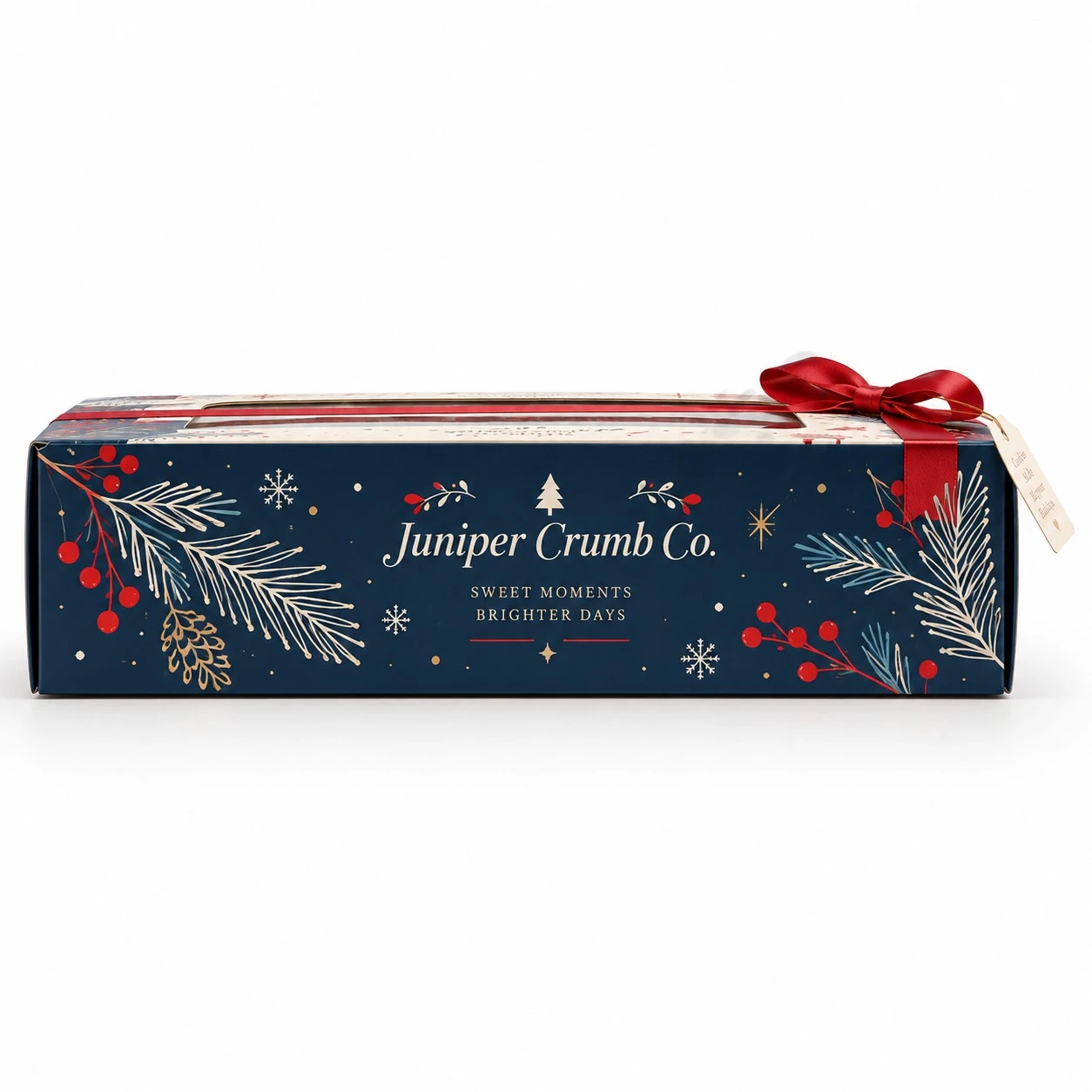 custom christmas cookie boxes side profile navy panel