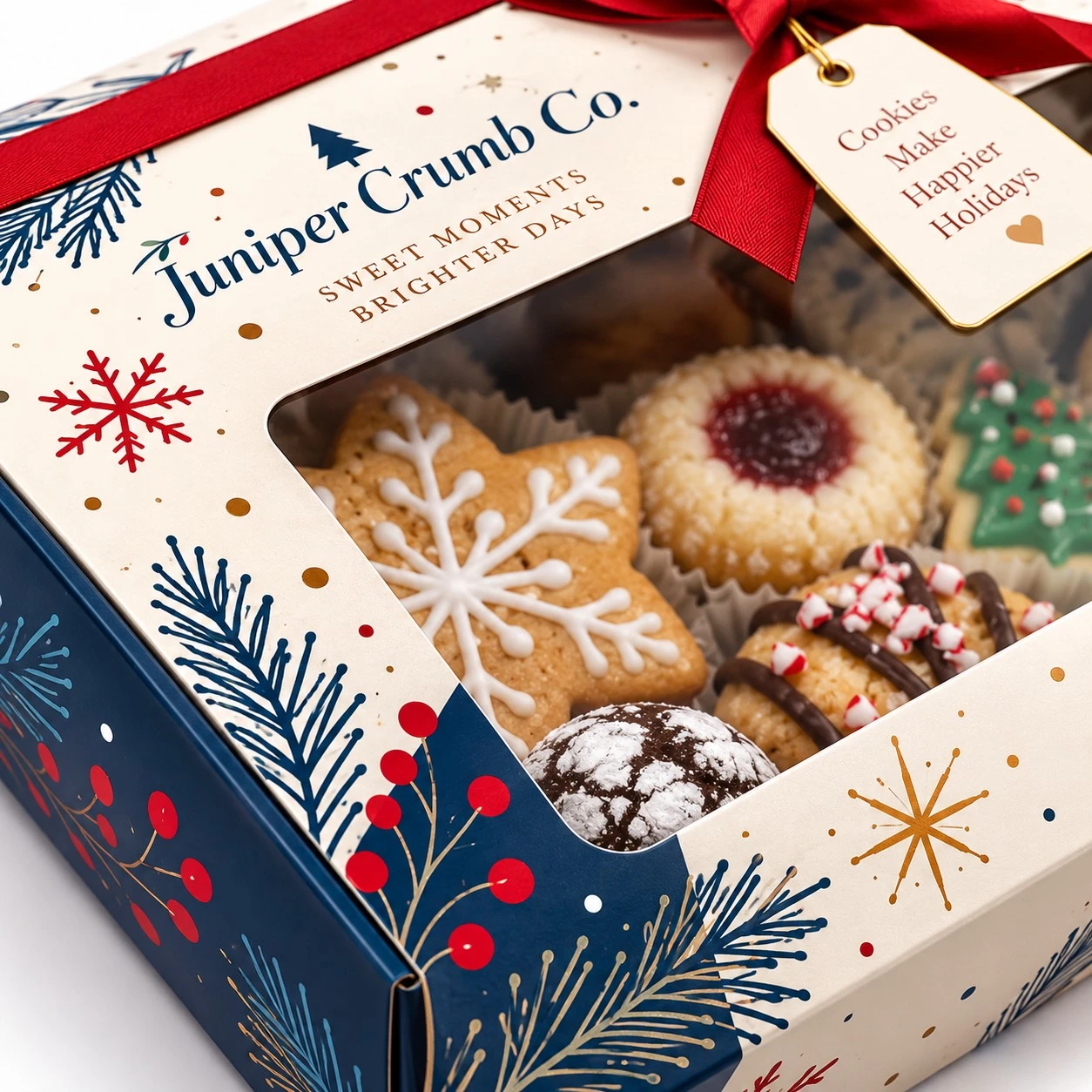 custom christmas cookie boxes window print detail