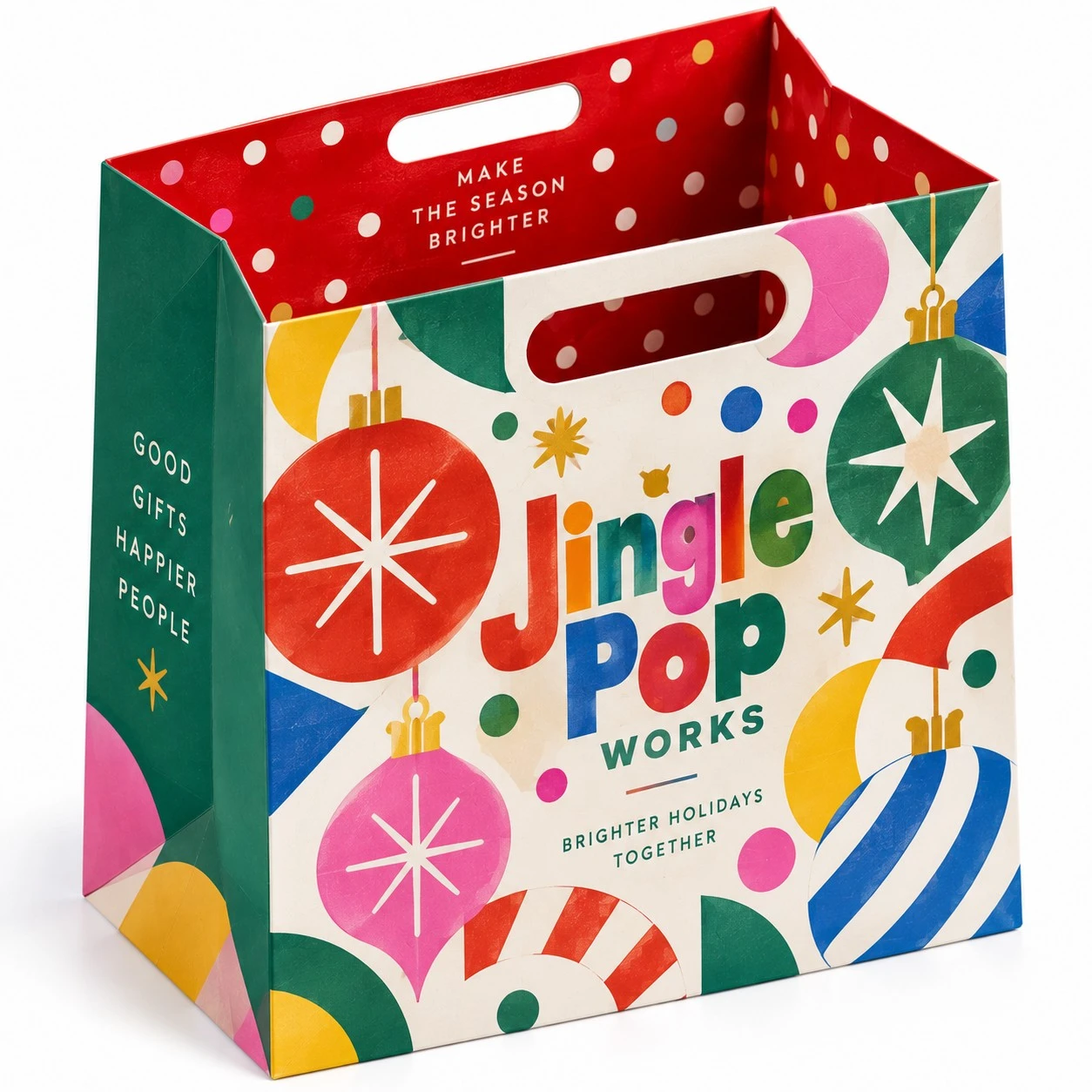 custom christmas gift bag colorful die cut handles