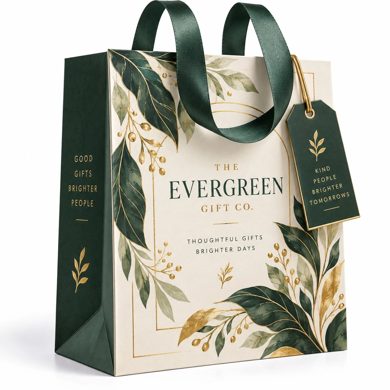 custom christmas gift bag evergreen botanical design