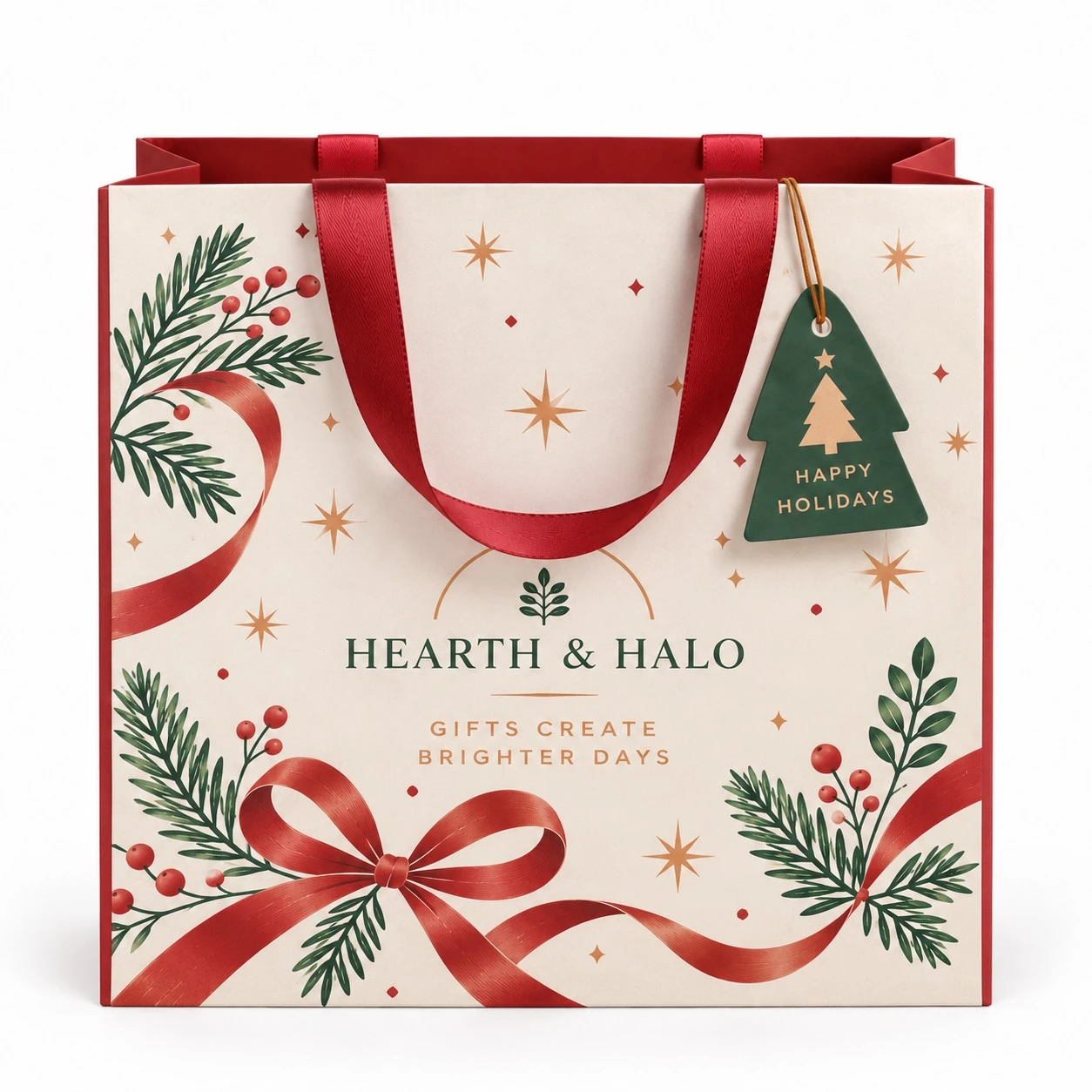 custom christmas gift bag front view