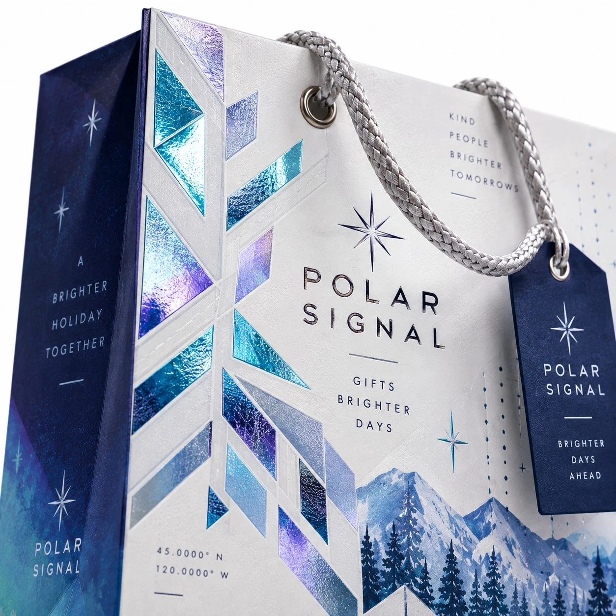 custom christmas gift bag geometric foil detail