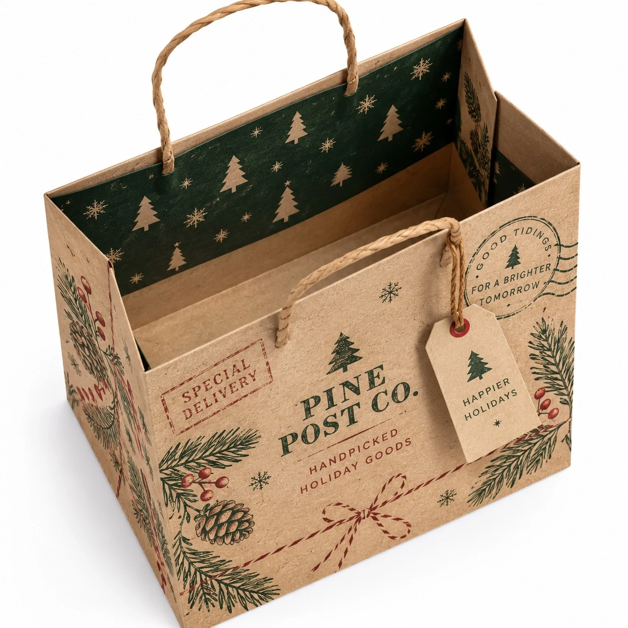 custom christmas gift bag kraft postal design