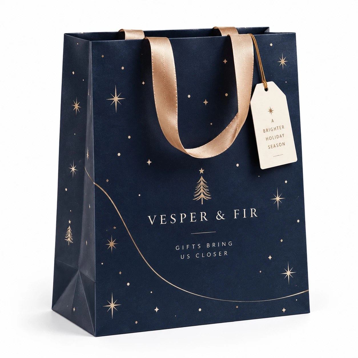 custom christmas gift bag navy luxury ribbon handles