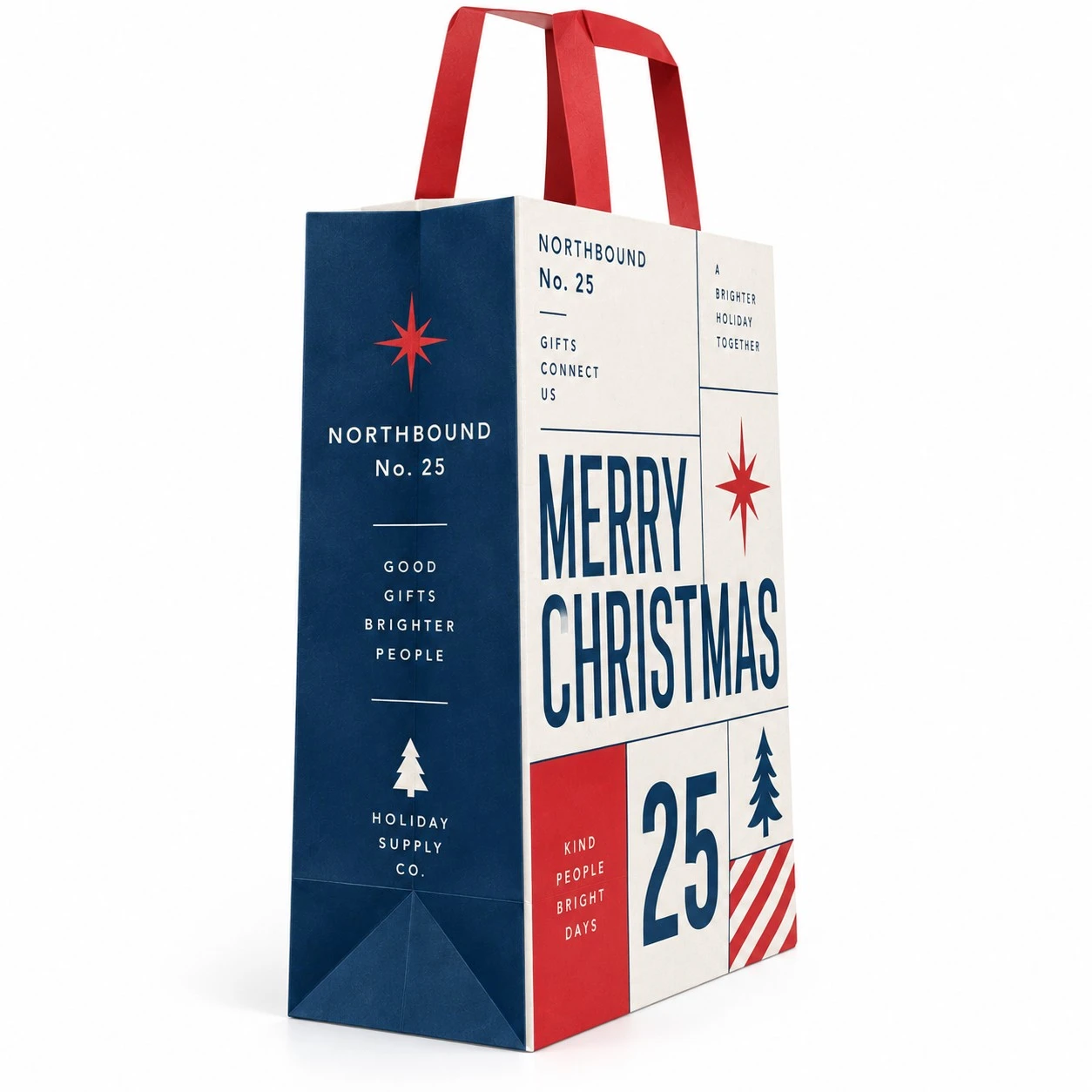 custom christmas gift bag swiss grid typography