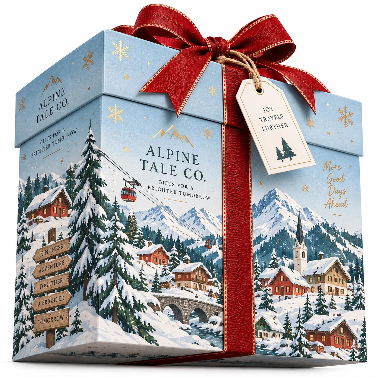 custom christmas gift boxes alpine village ribbon