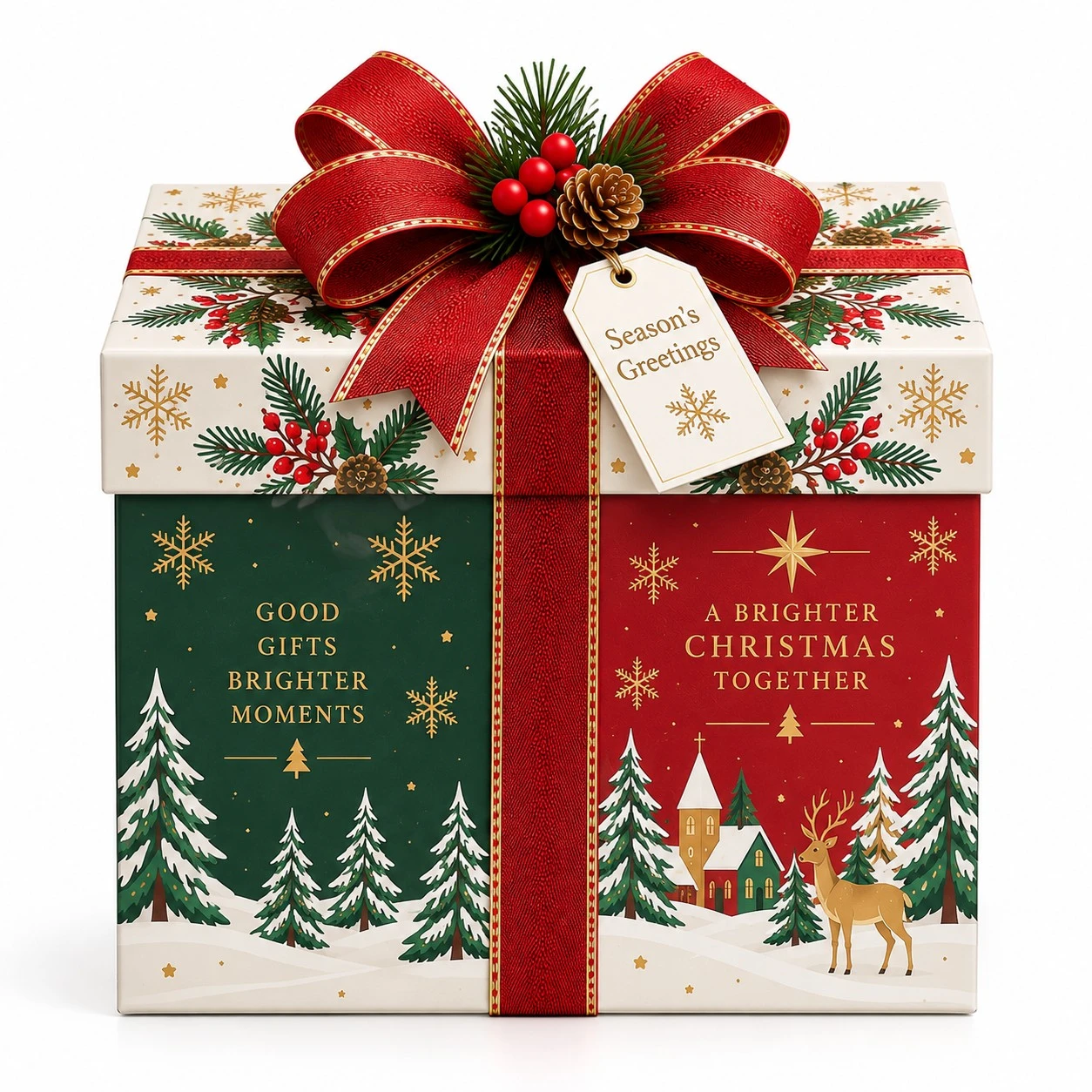 custom christmas gift boxes front view festive print