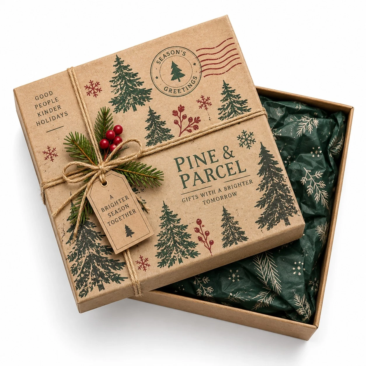 custom christmas gift boxes kraft pine parcel design
