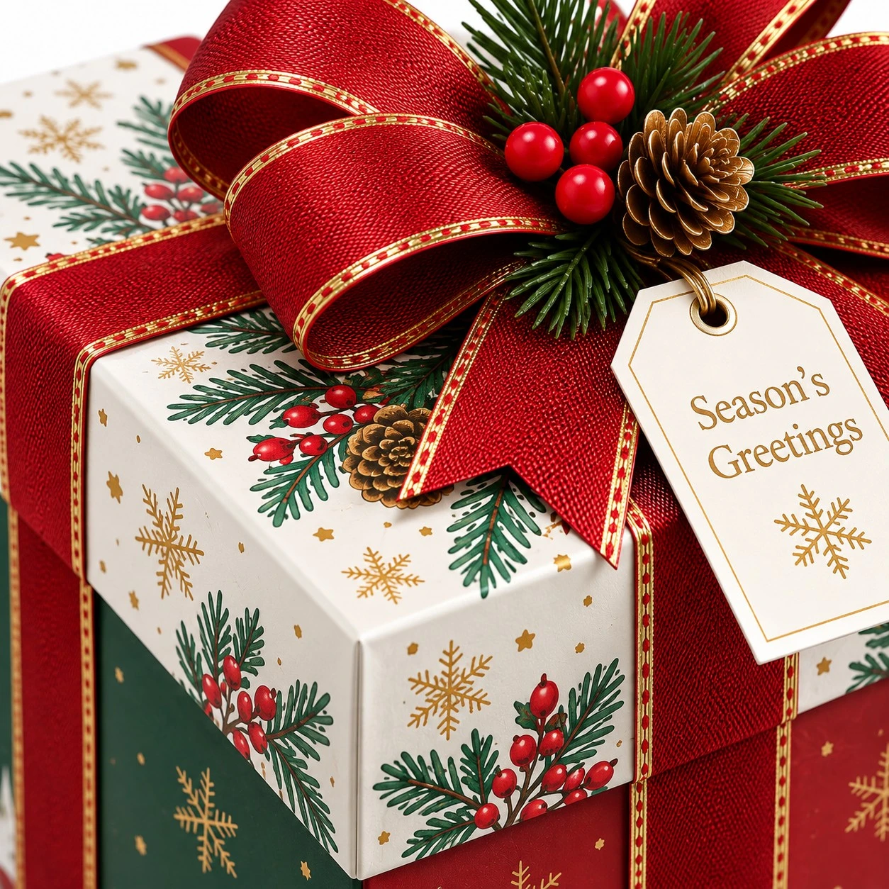 custom christmas gift boxes ribbon macro detail