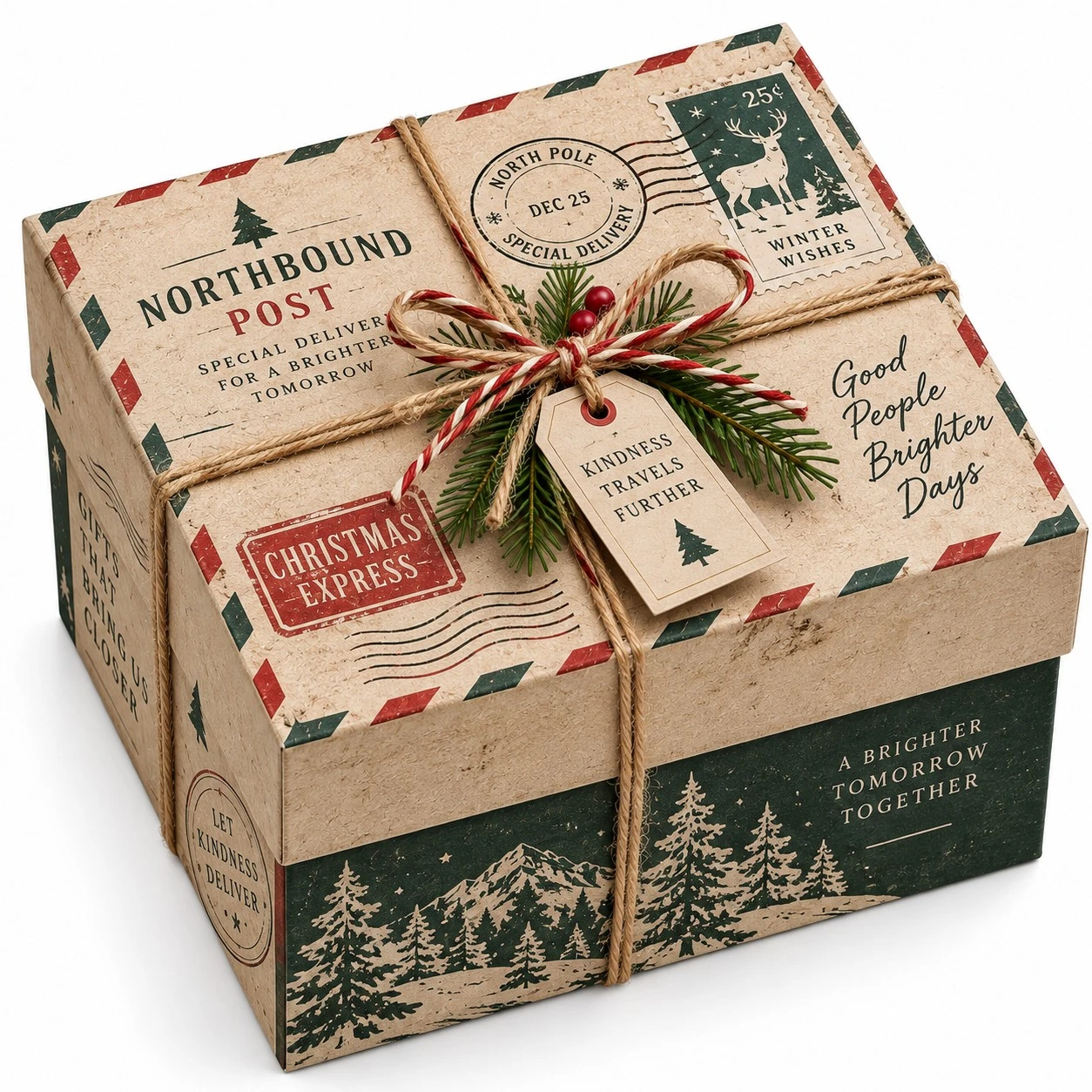 custom christmas gift boxes vintage postal kraft