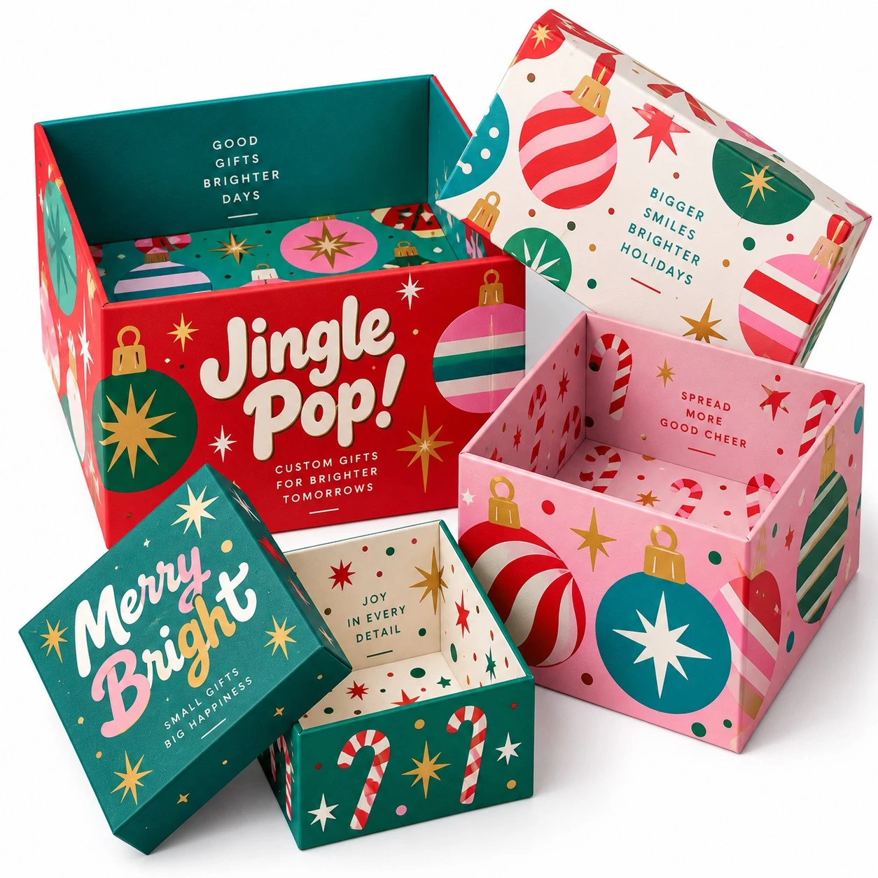custom christmas stacking boxes colorful unboxing