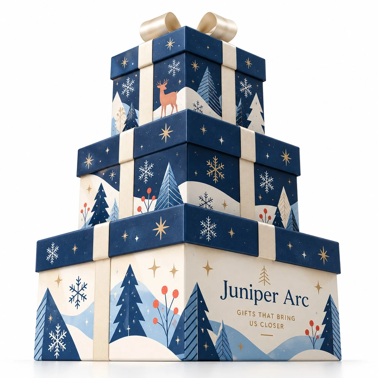 custom christmas stacking boxes low angle
