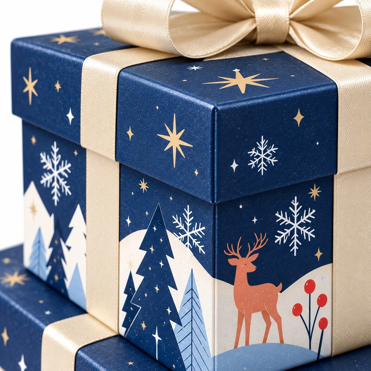 custom christmas stacking boxes macro detail