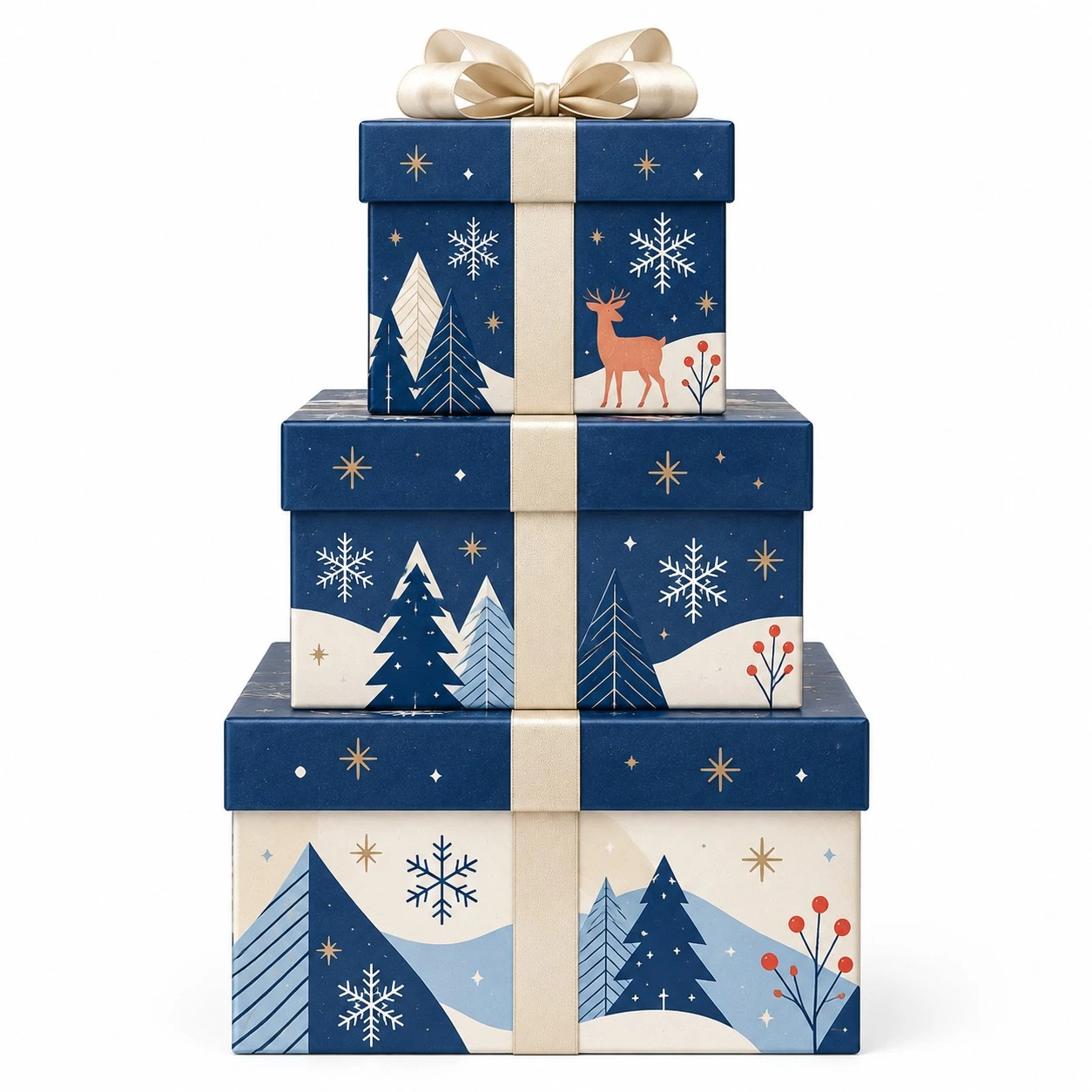 custom christmas stacking boxes side profile
