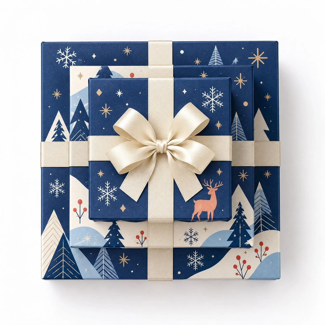 custom christmas stacking boxes top down view