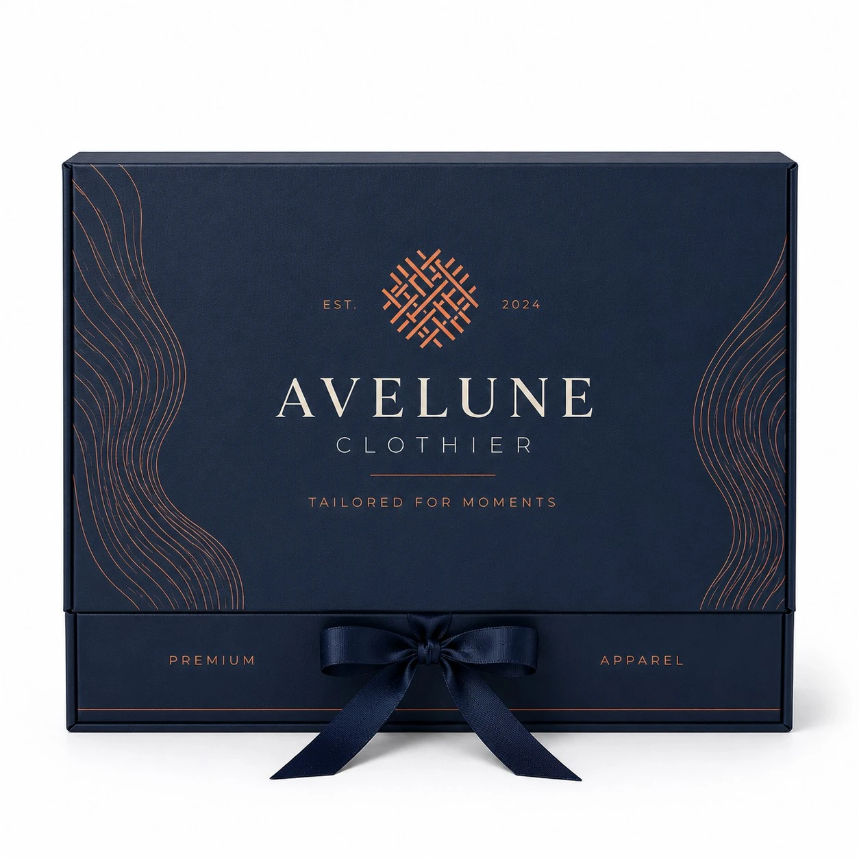 custom clothing gift box front view