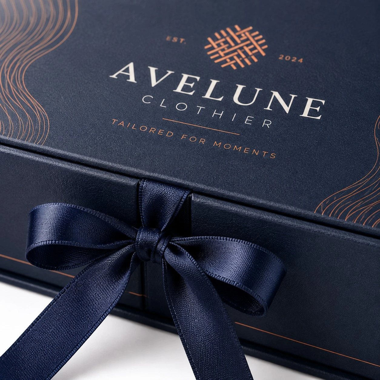 custom clothing gift box ribbon detail